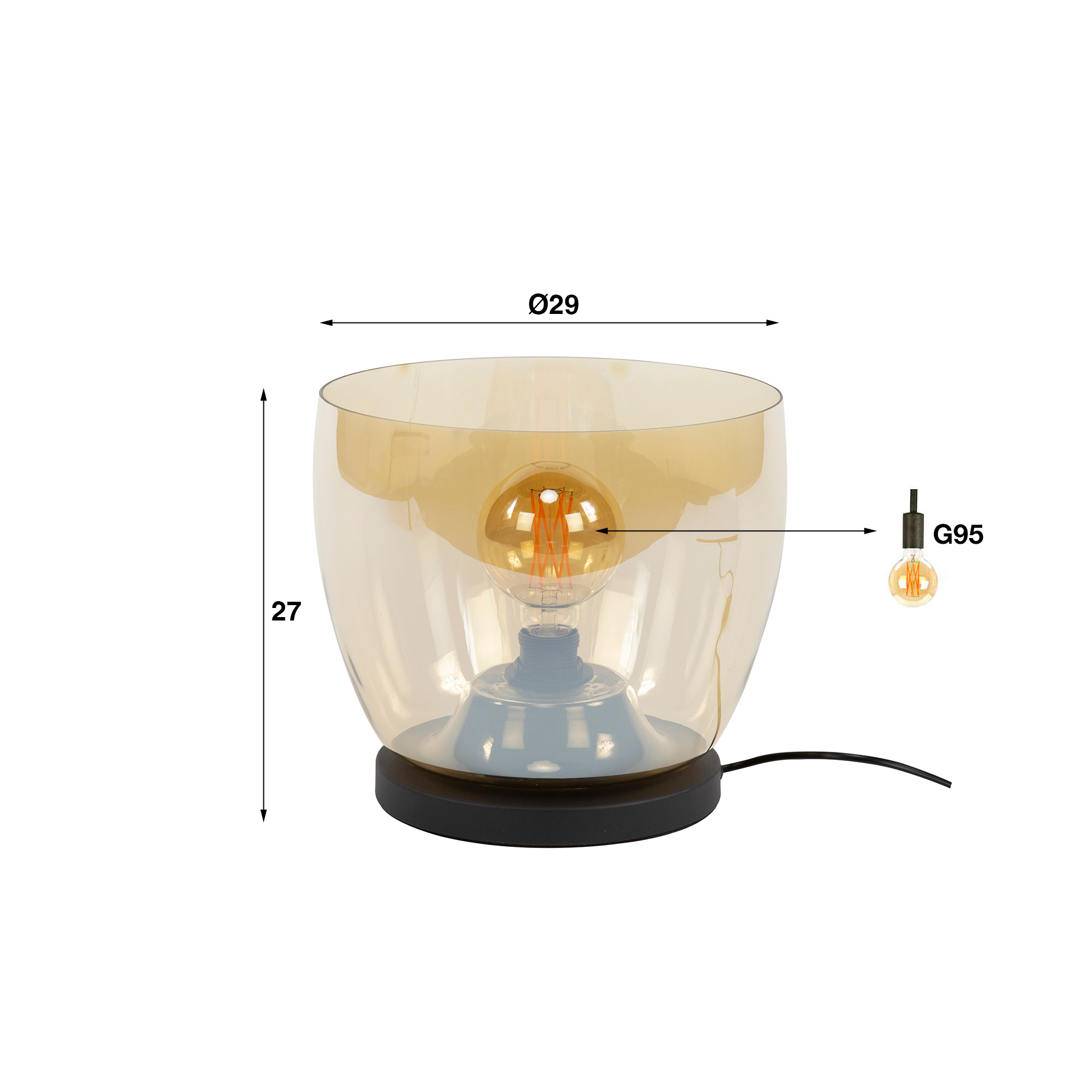 Golvlampa UP L 1-ljus - Bärnstensfärgad glas