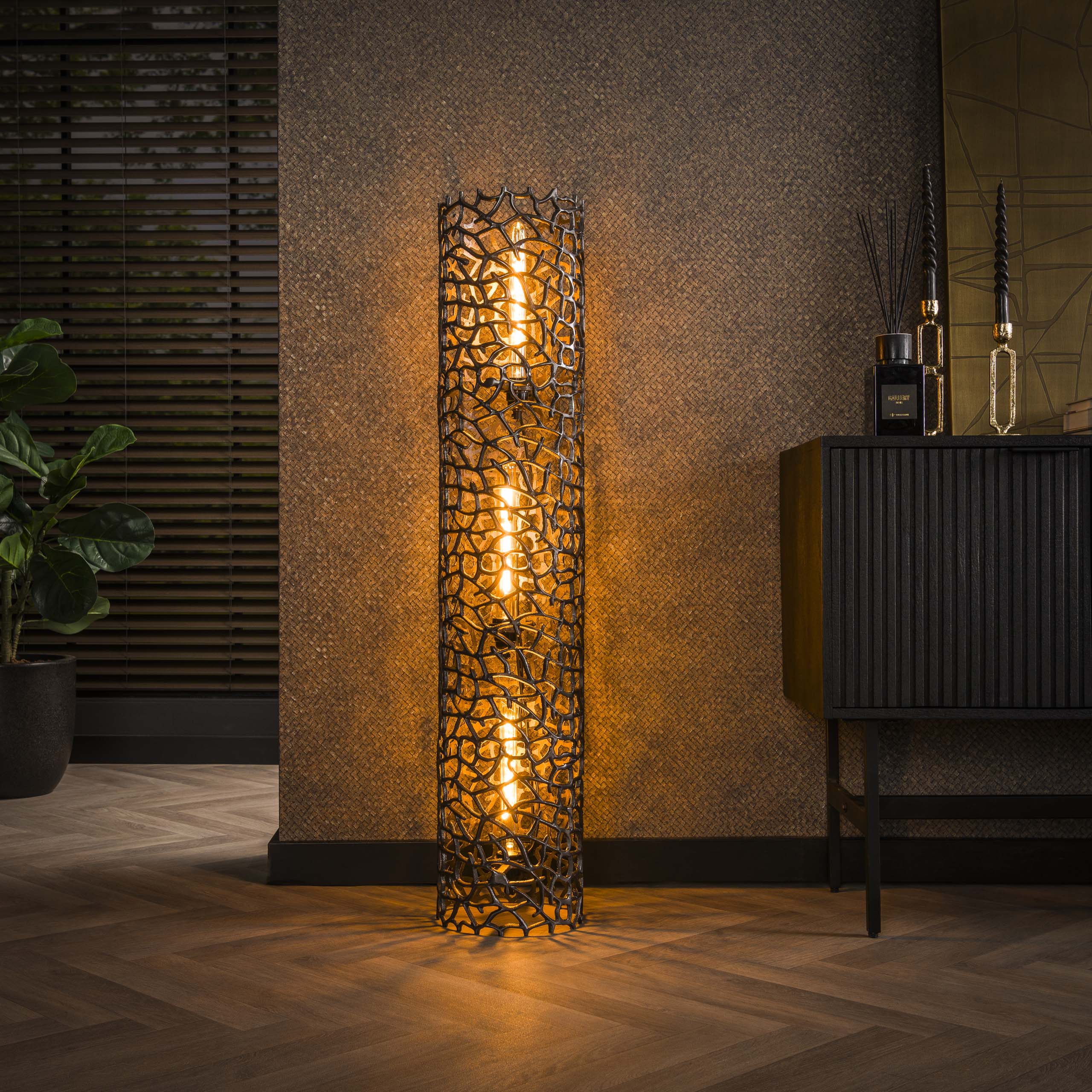 Golvlampa Weaver XL 3-ljus - Svart nickel