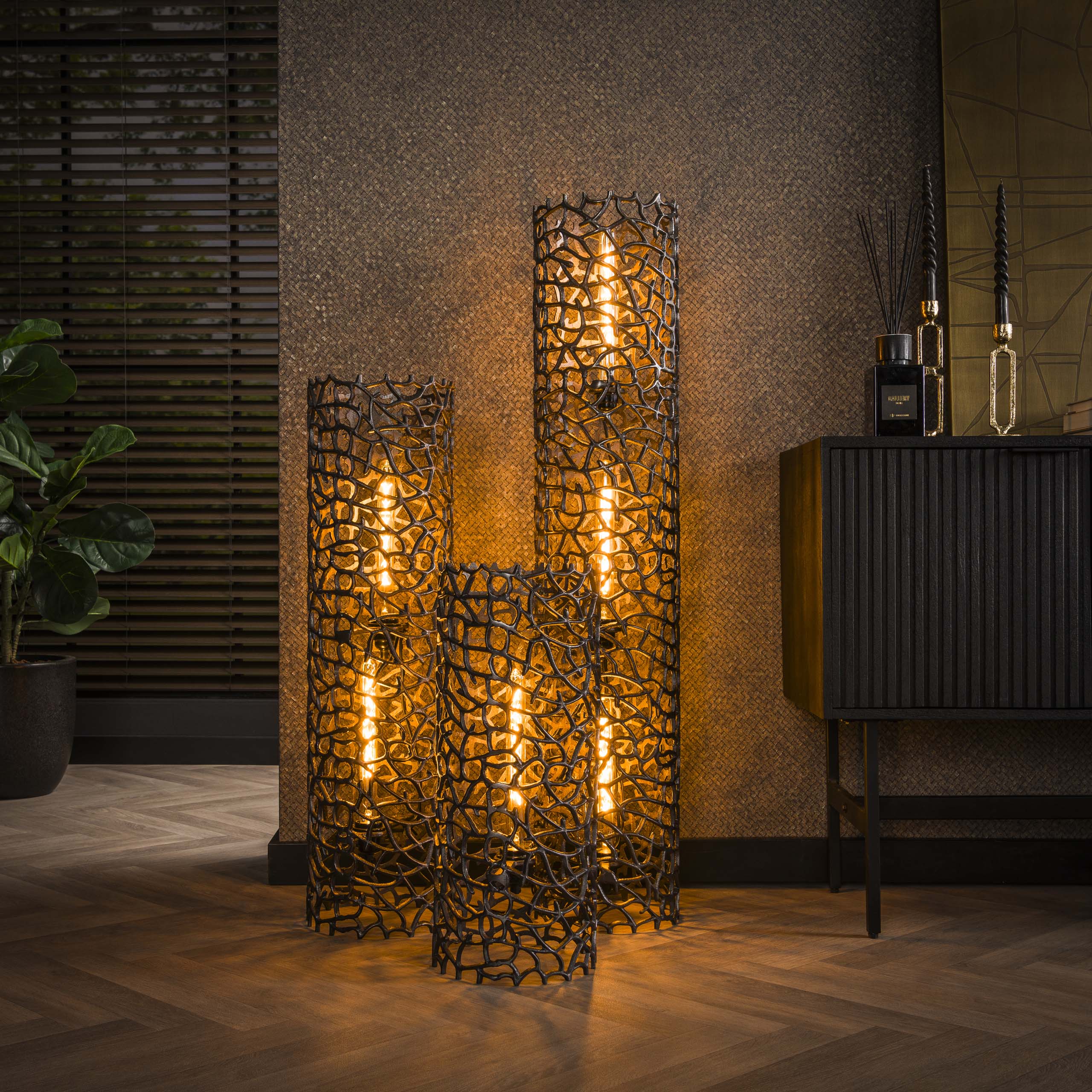 Golvlampa Weaver XL 3-ljus - Svart nickel