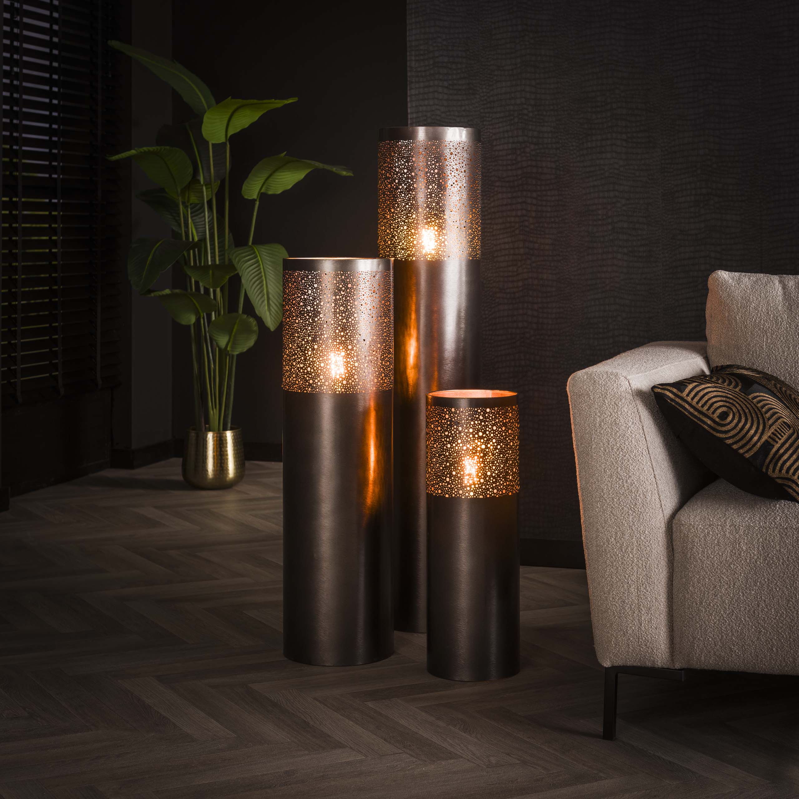 Golvlampa Cylinder Glow 1-light 120 cm - Svart nickel