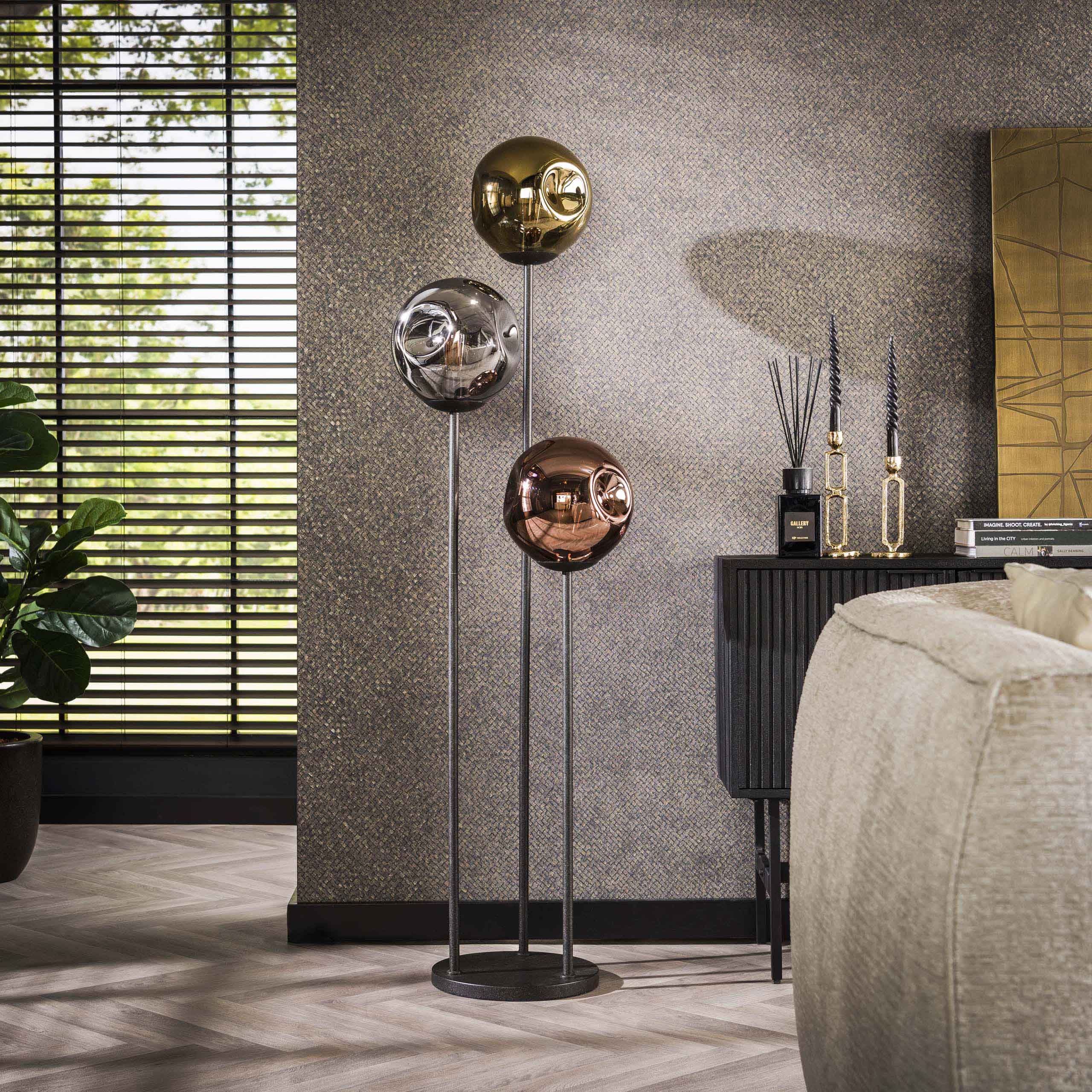Golvlampa Stellar stepped 3-light - Artic svart