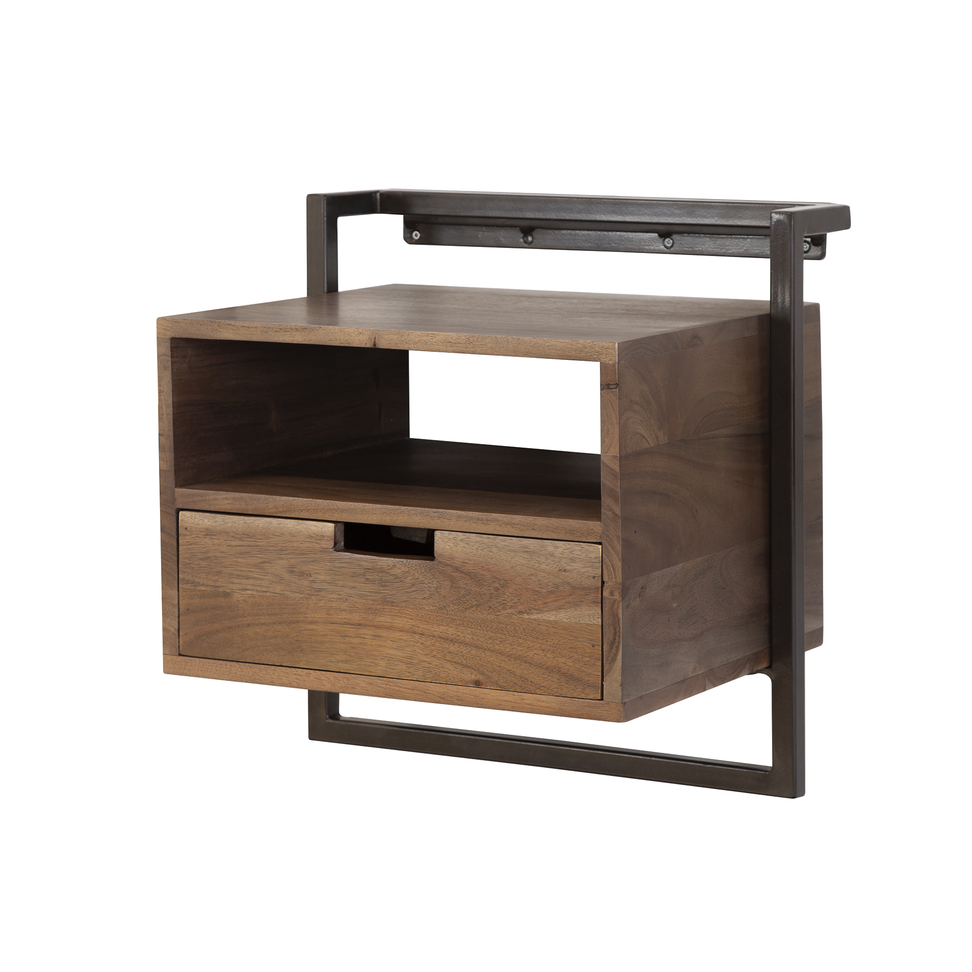 Sängbord Air Solid 1 låda - Solid akaciabrun