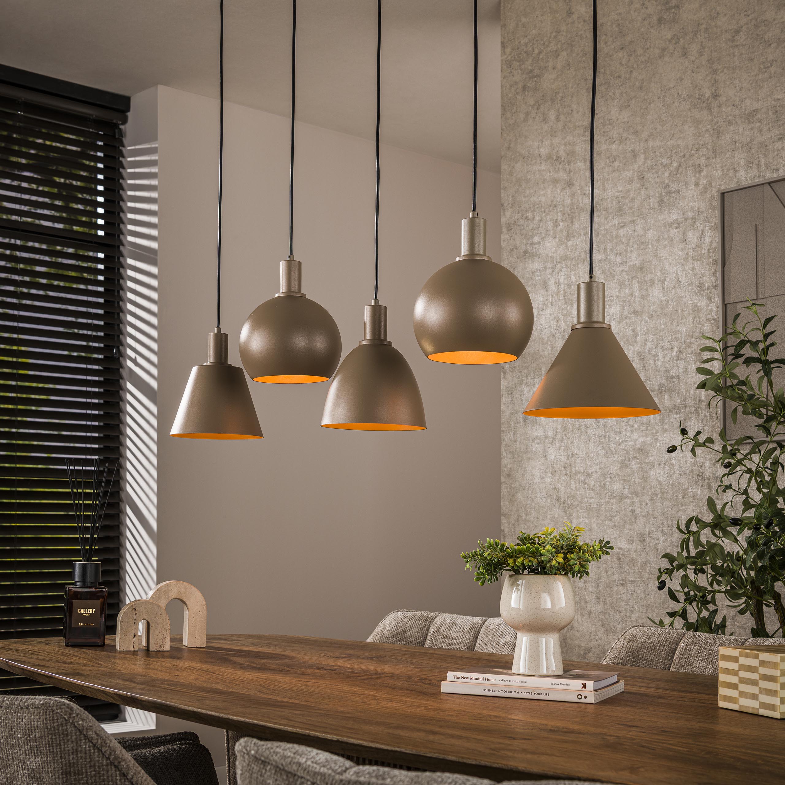 Hänglampa Metallo 5-light - Beige