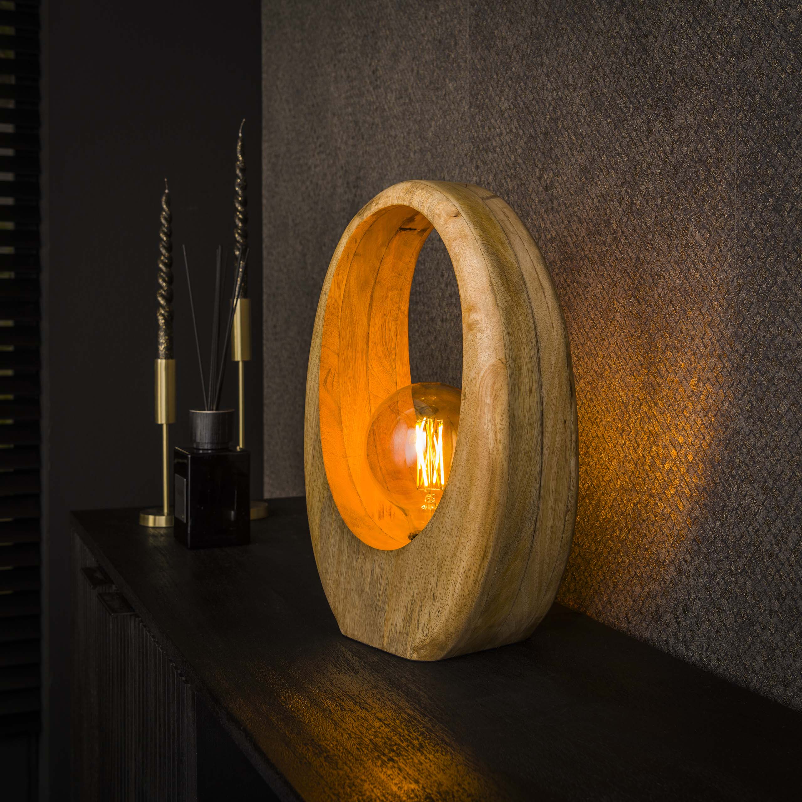 Bordslampa 1L bågträ L
