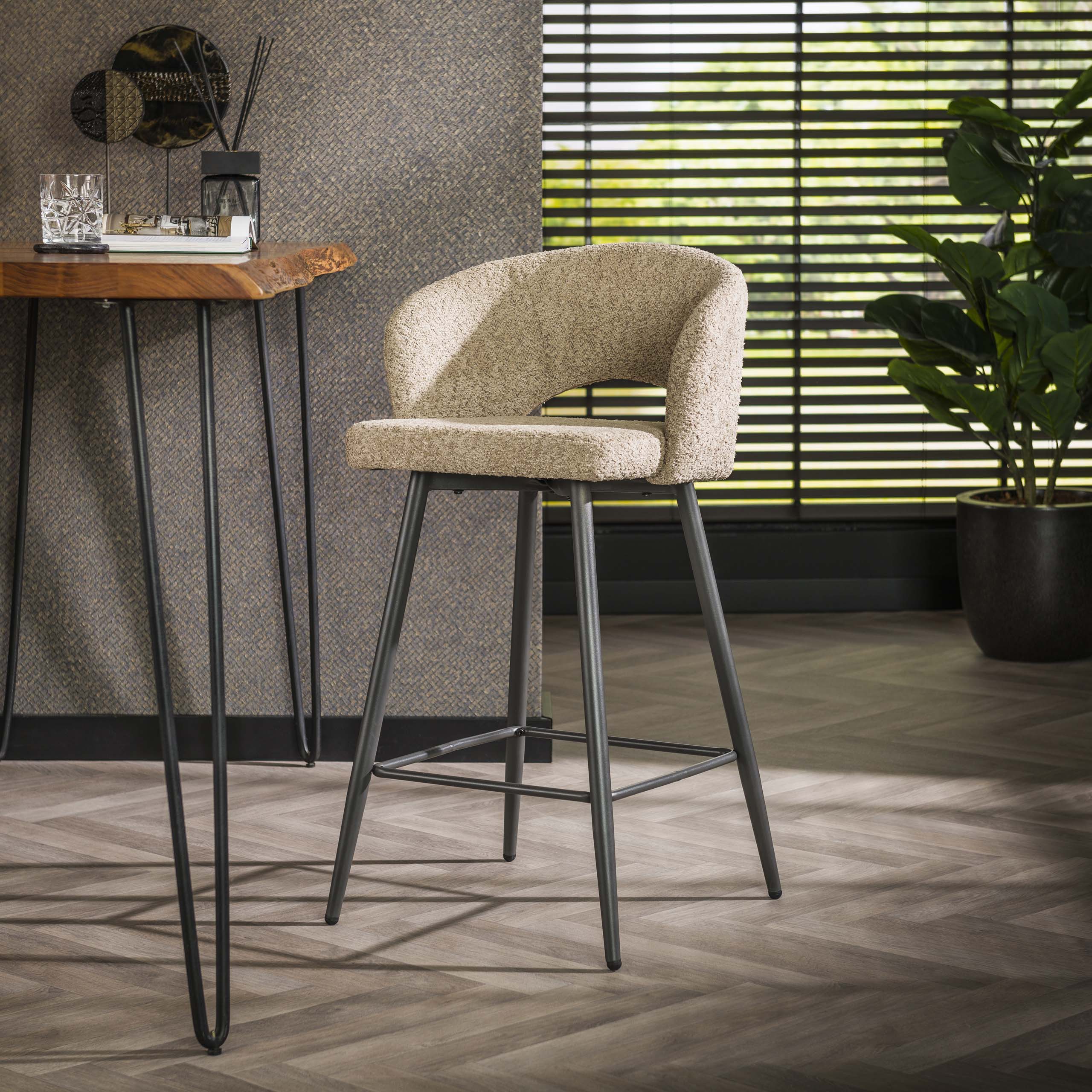 Barstol Salong - set om 2 - Bouclé sand