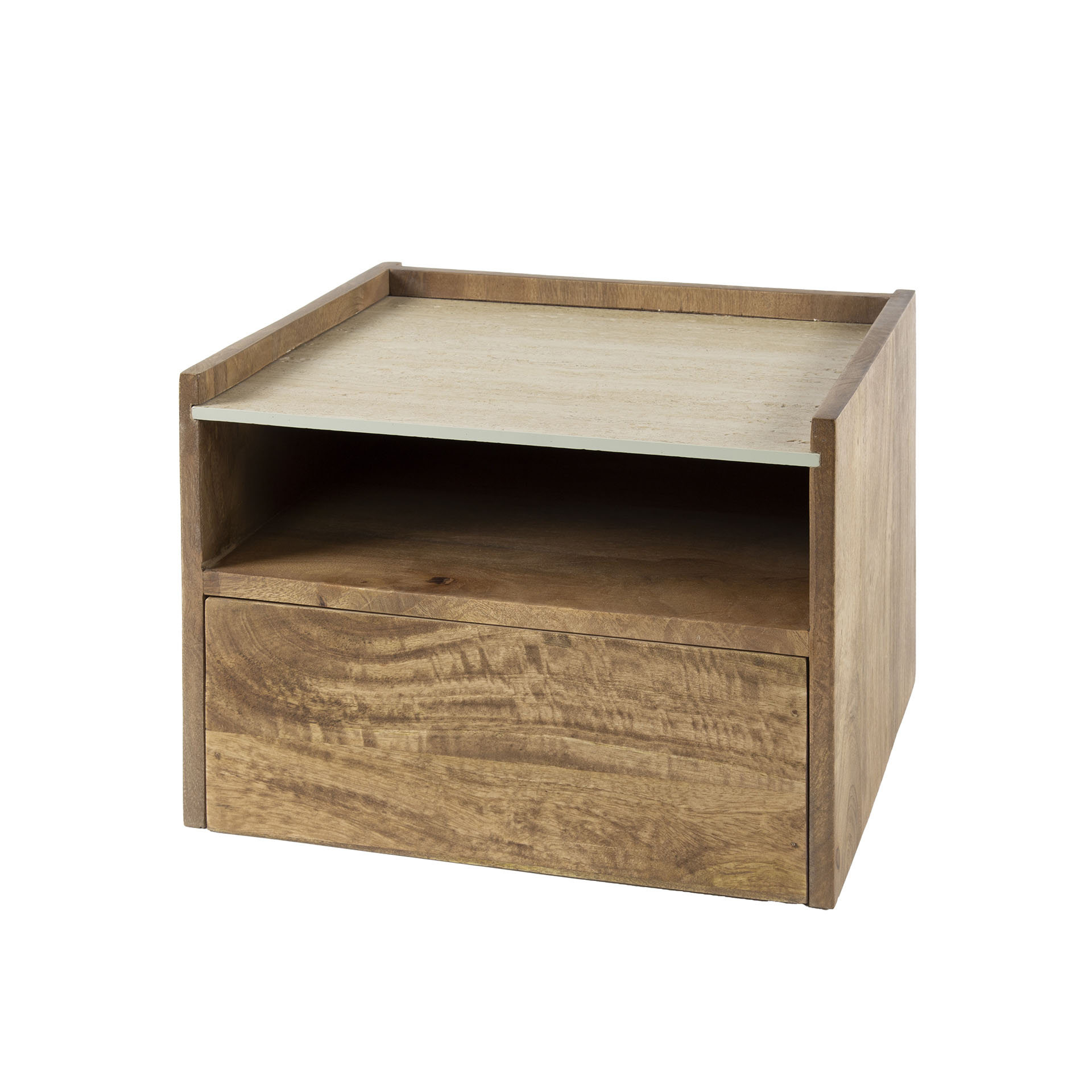 Nuovo flytande sängbord - 1 låda - Solid mangosandfärg