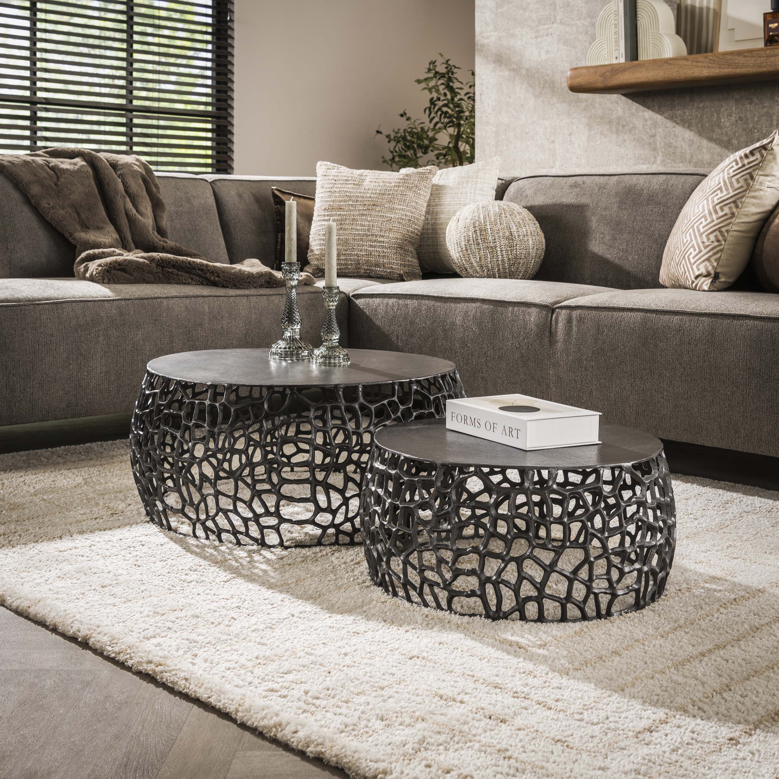 Soffbordsset/2 labyrintsandgjuten / Svart nickel