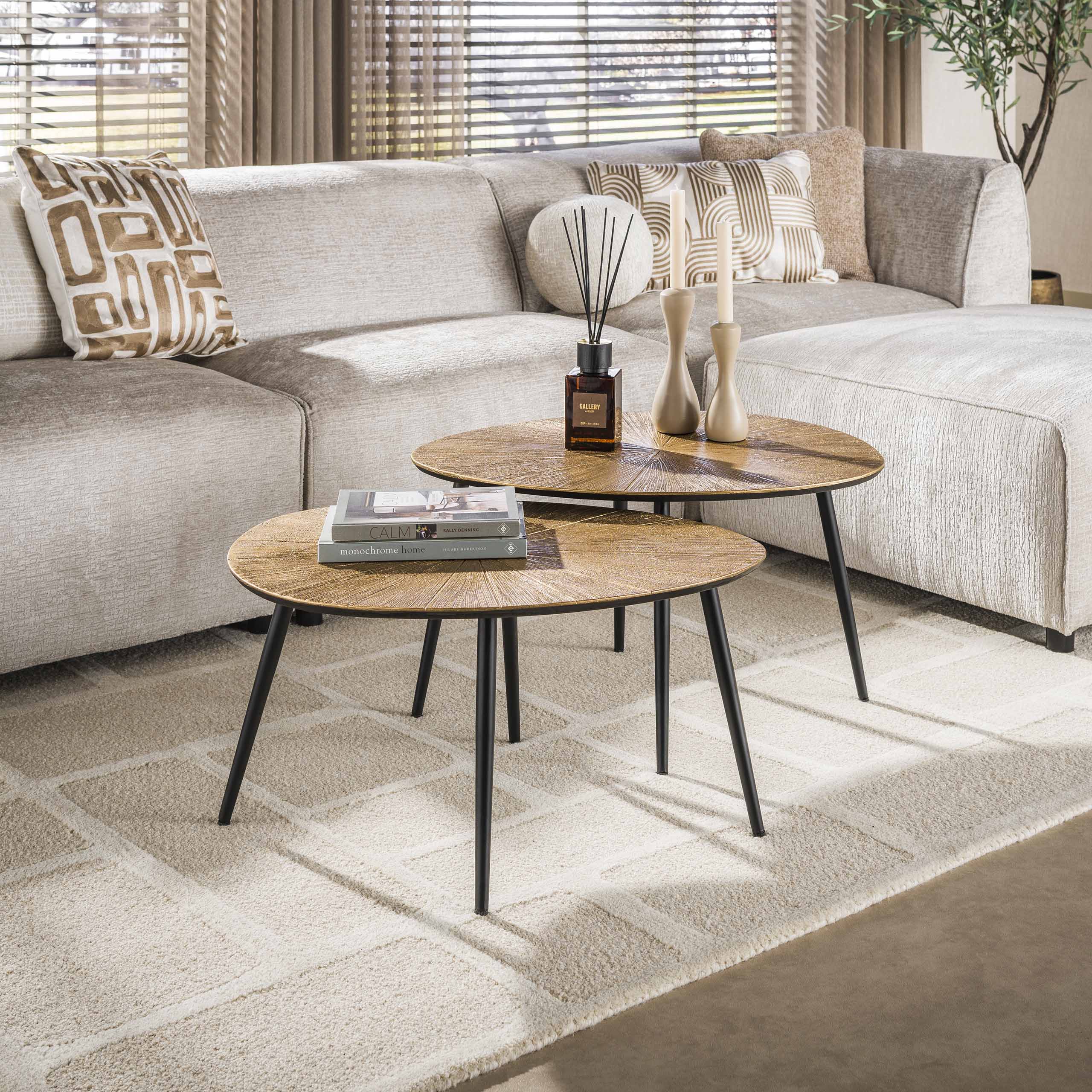 Soffbord Ray organic - Set om 2 - Antikt guld