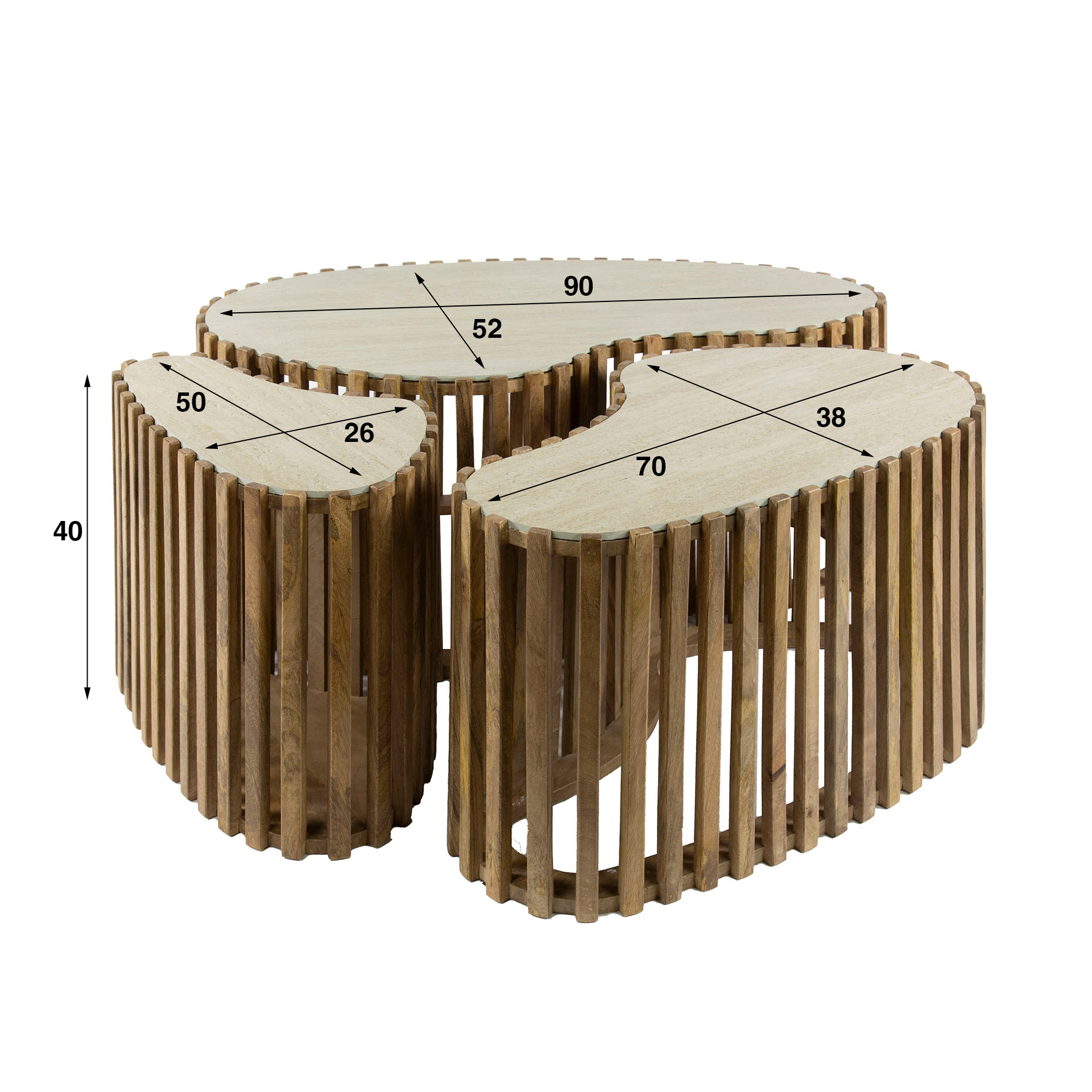 Soffbord Nuovo njurformat set om 3 - Solid mangosand