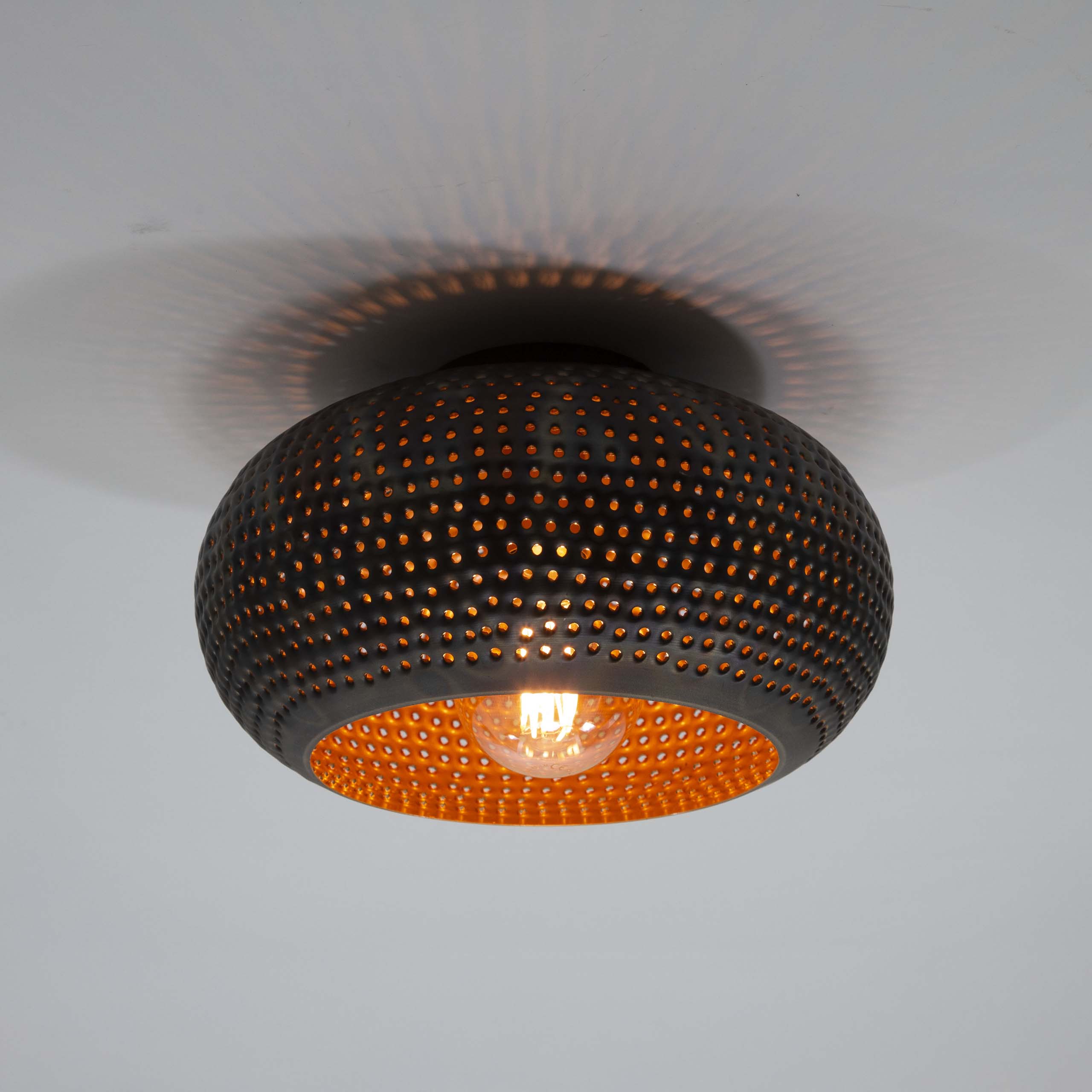 Taklampa Ø35 skivstans / Svartbrun
