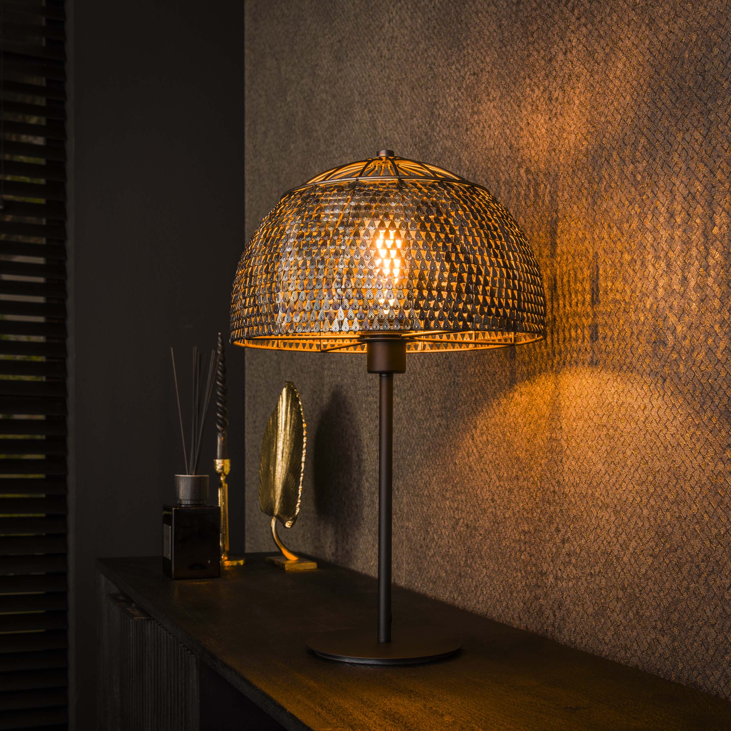 Bordslampa Ø35 pansar öppen / Svart brun