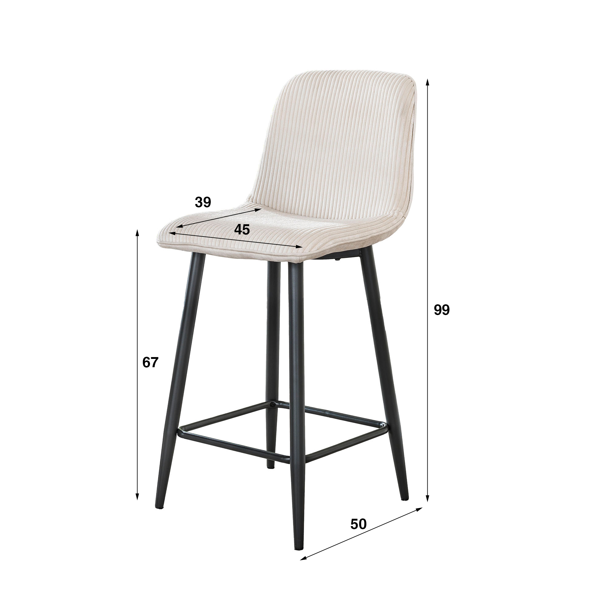 Barstol Rib VPE2 / Rock Off-white