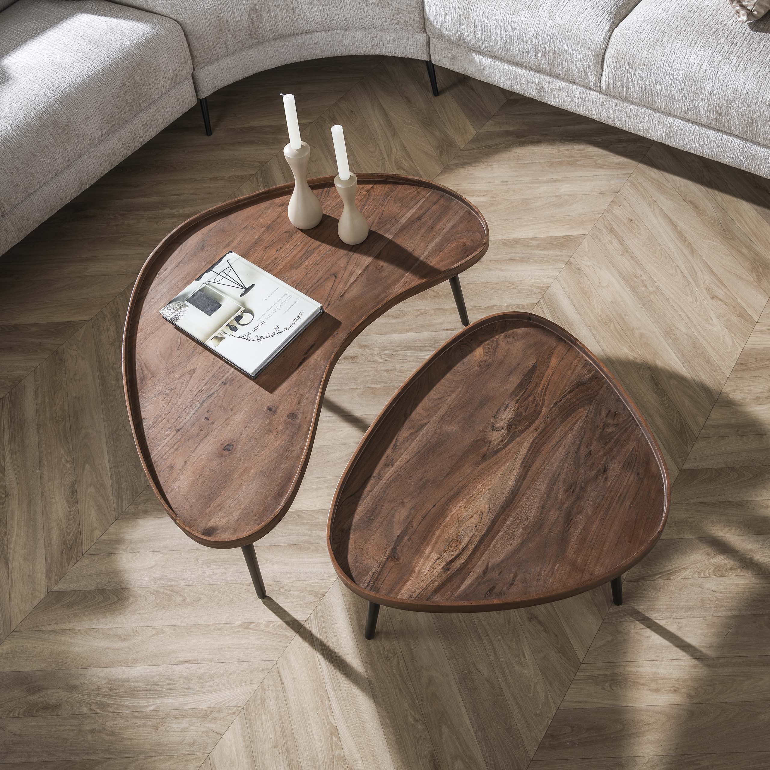 Soffbord Carve ekologisk - set om 2 - akaciabrun