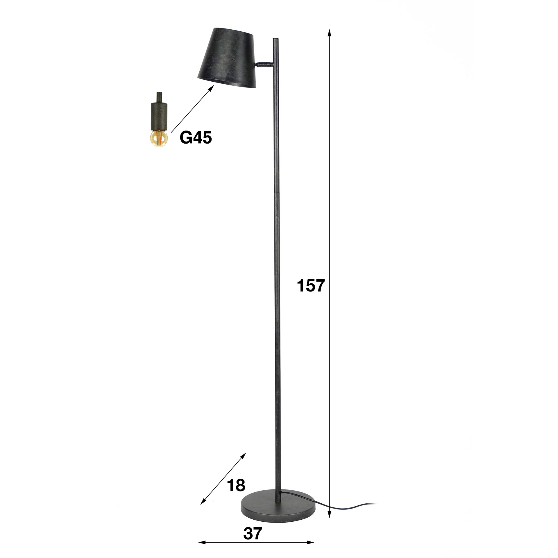 Golvlampa 1L metallskärm