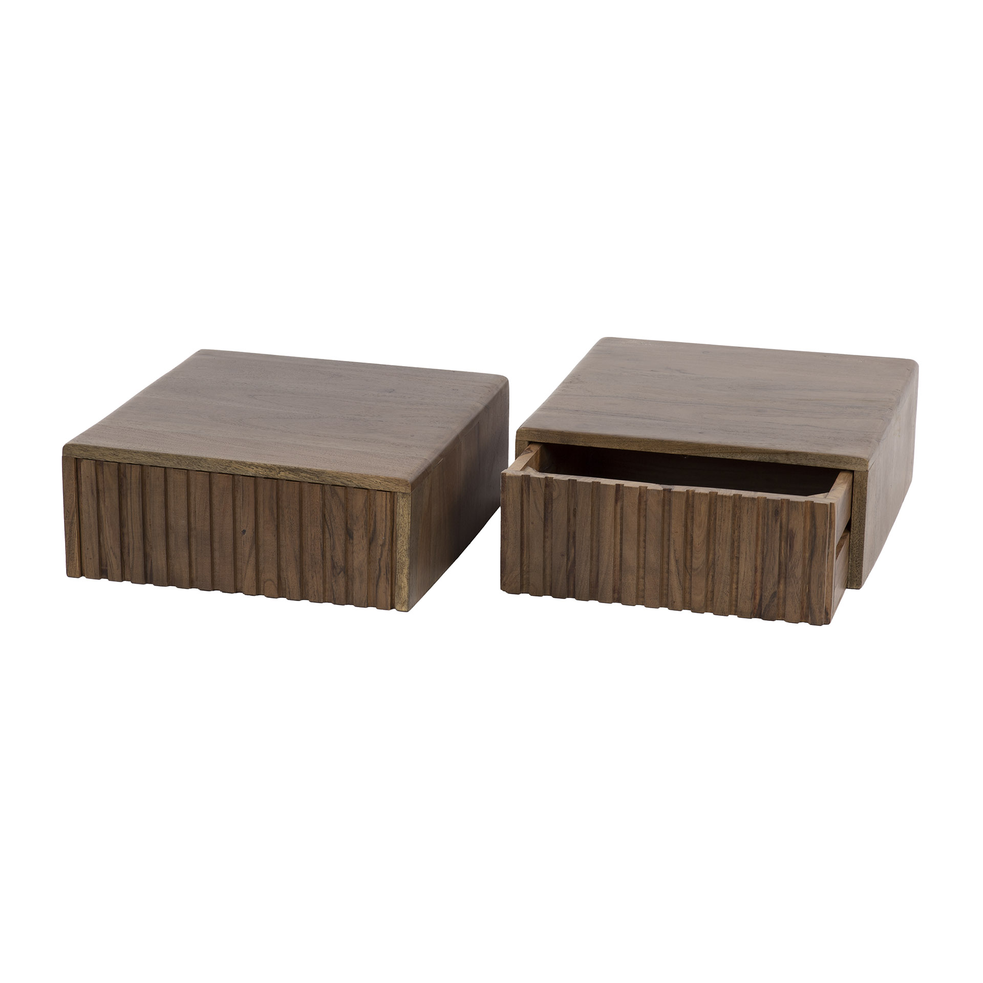 Sängbord Carve flytande - 1 låda - per 2 - Acacia brun