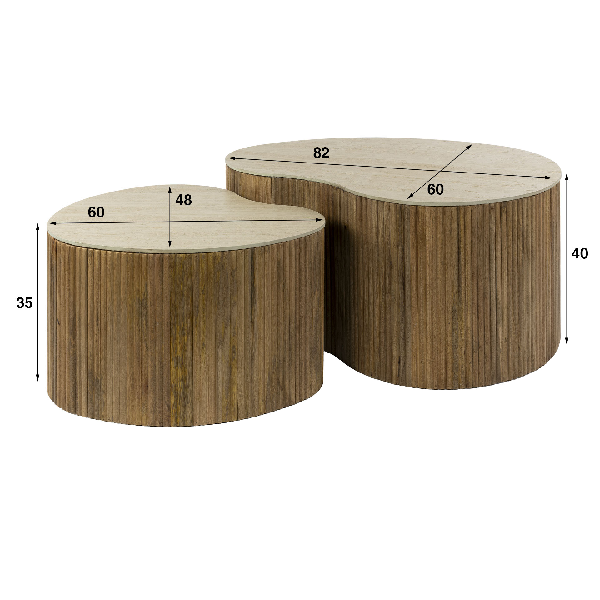 Soffbord Nuovo njurformat - Set om 2 - Solid mango