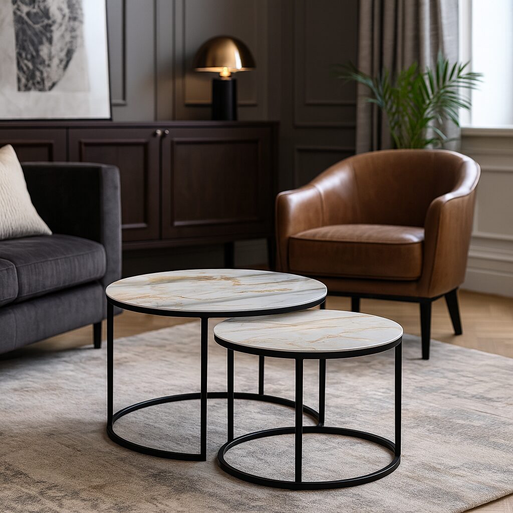 Soffbord Svart - Vit & Guld Marmor
