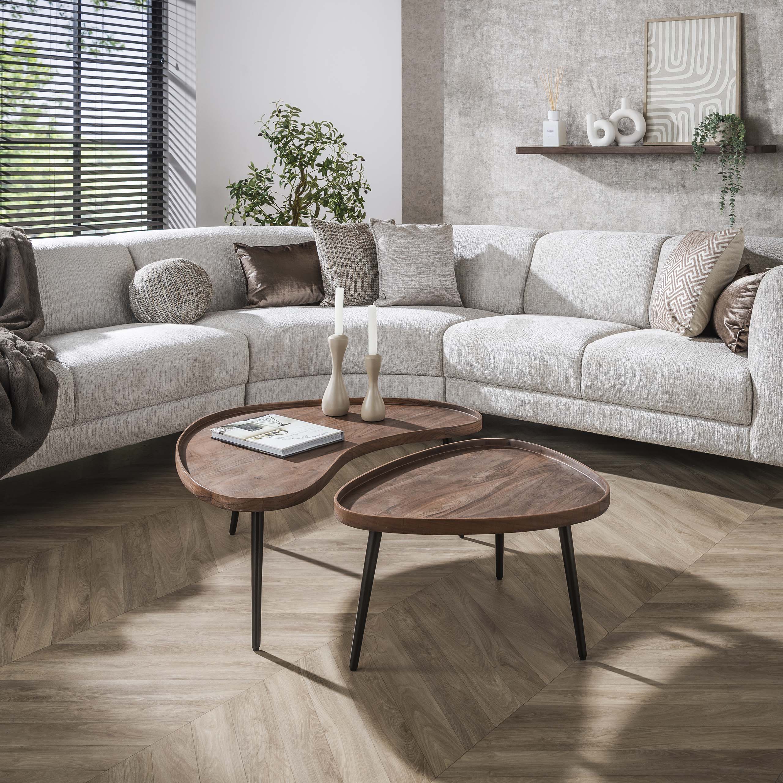 Soffbord Carve ekologisk - set om 2 - akaciabrun