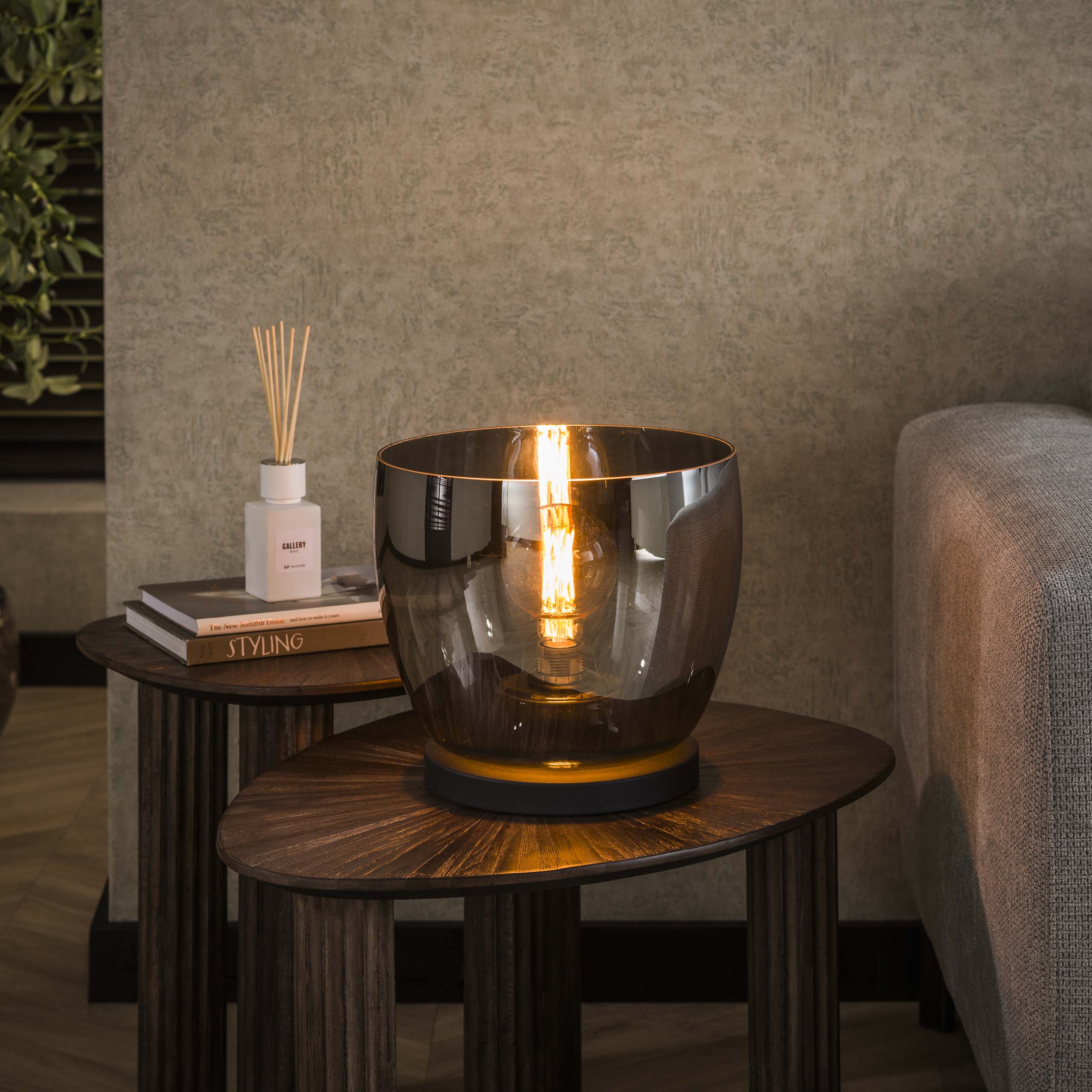 Golvlampa UP L 1-ljus - Rökgråt glas