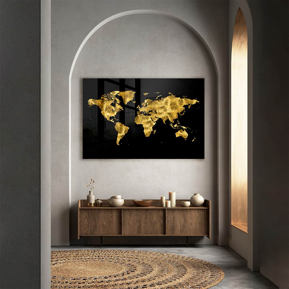 Golden World Map – Glas