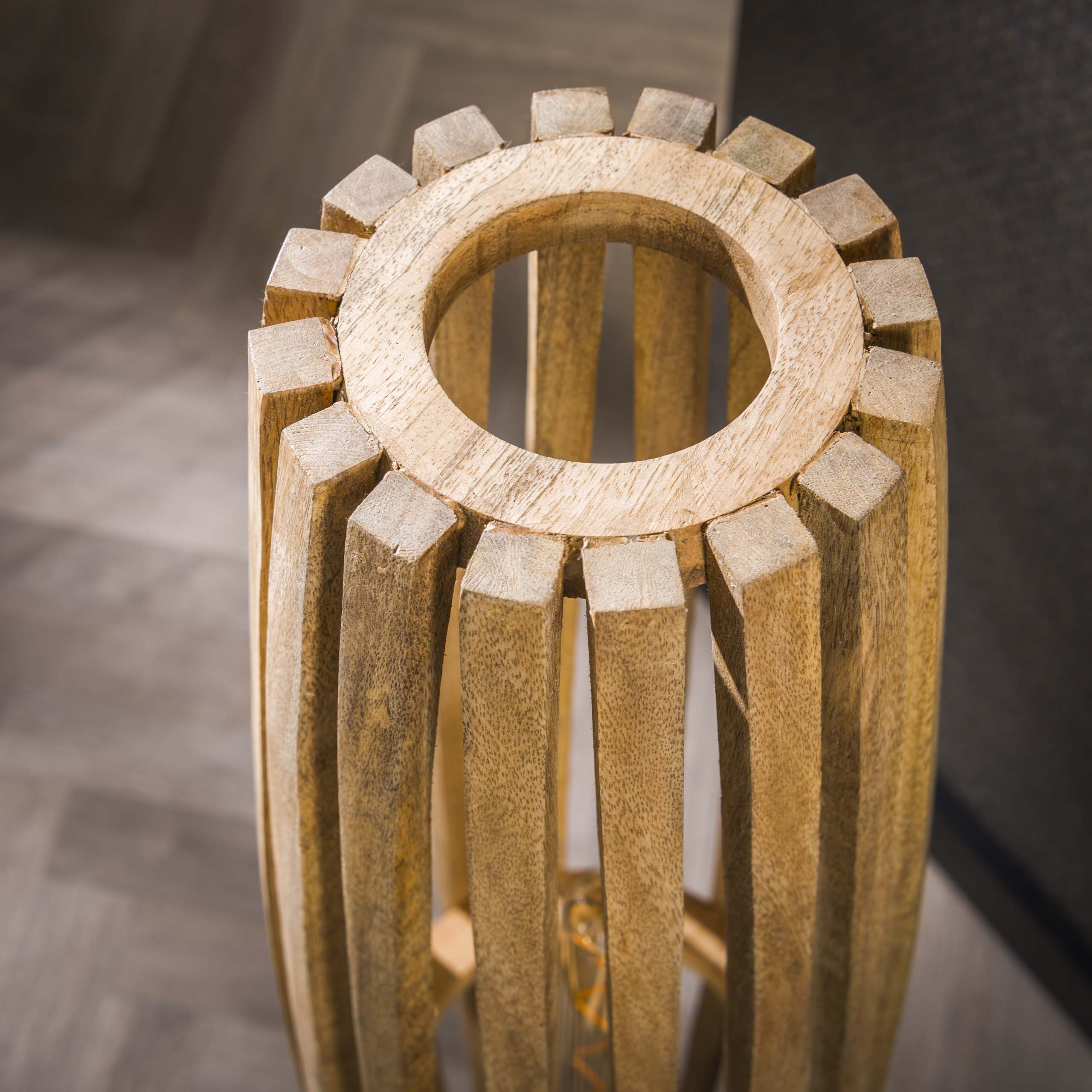 Golvlampa 2L orbit / Solid mango naturell