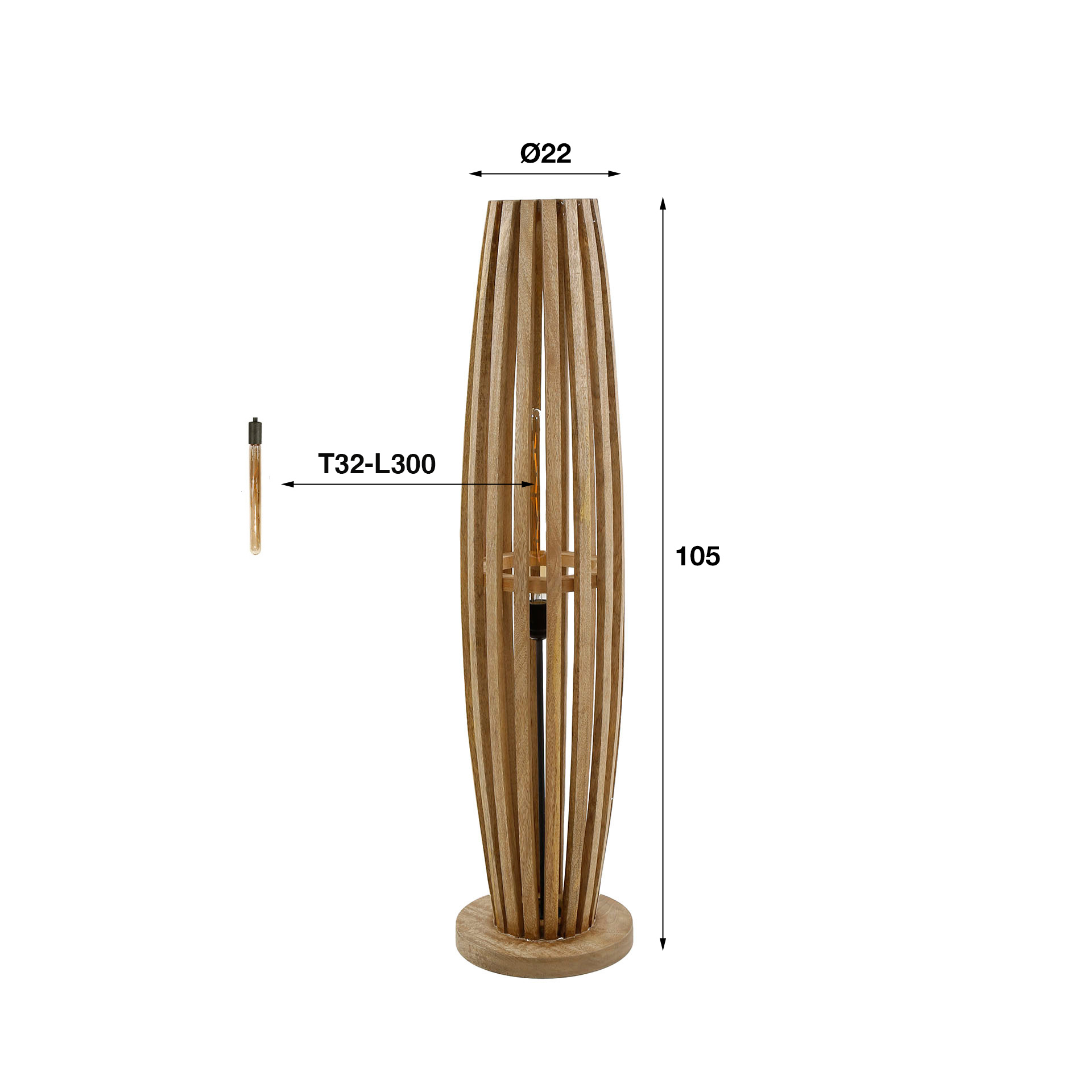 Golvlampa 2L orbit / Solid mango naturell
