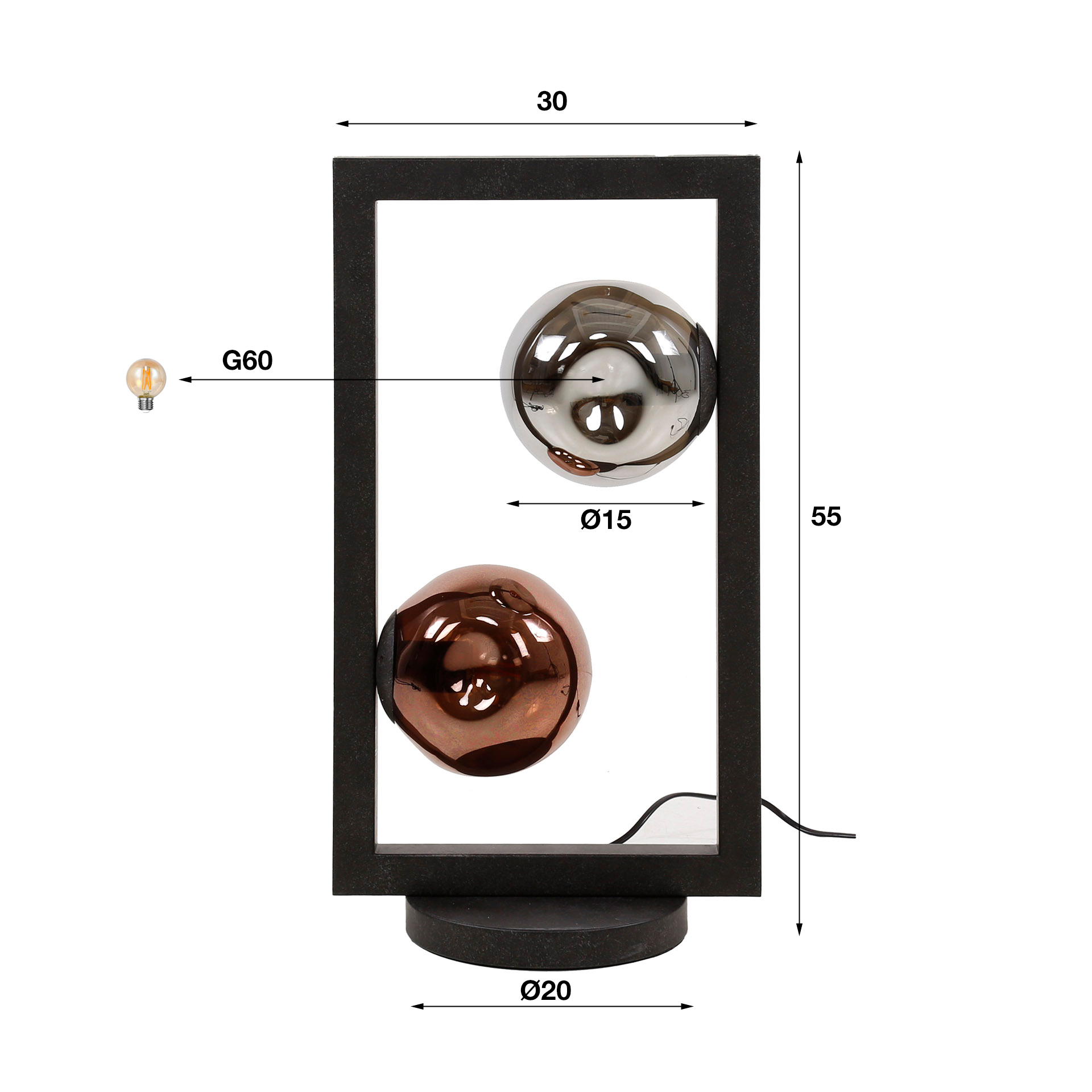 Bordslampa Stellar 2-light Artic svart