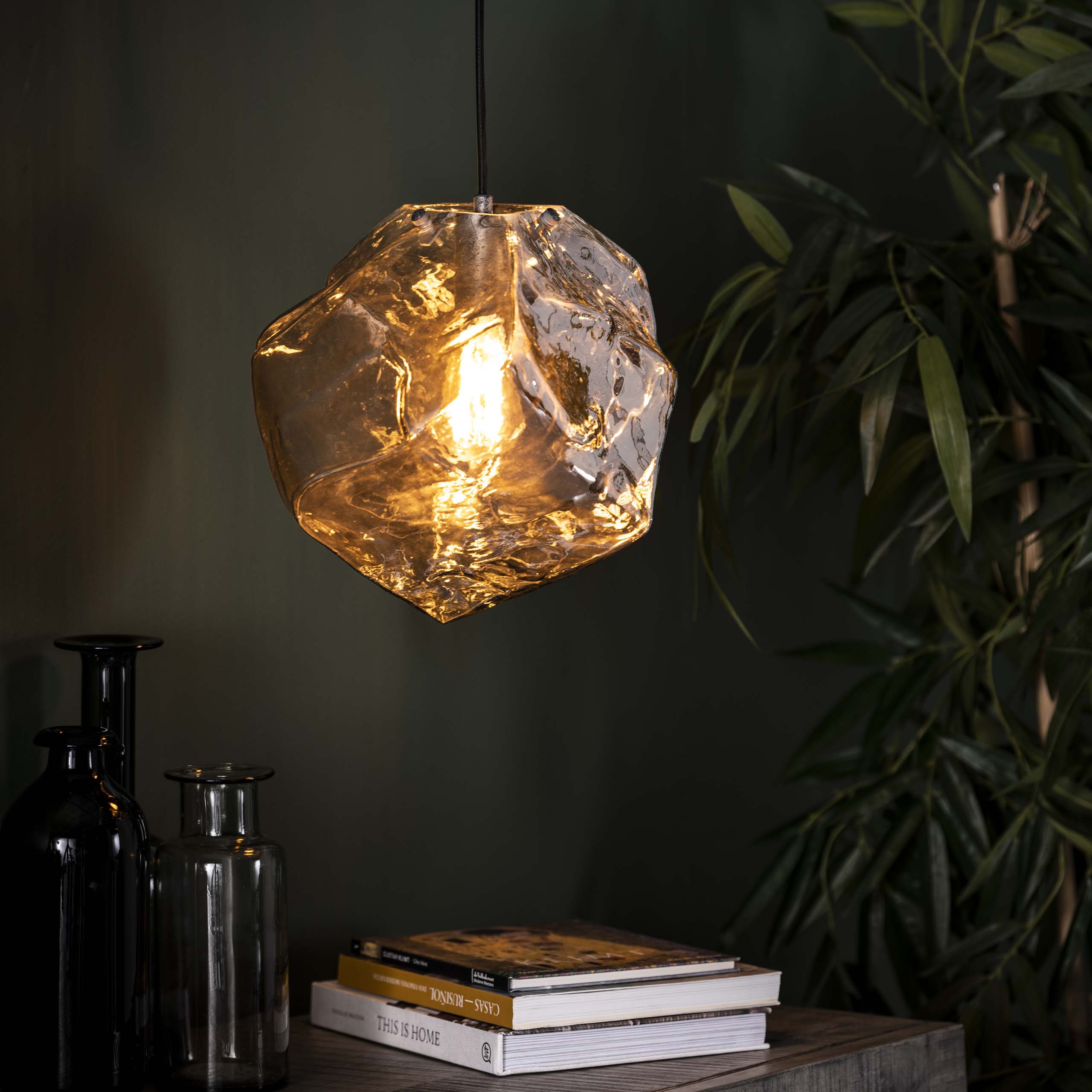 Hänglampa 1L bergkromad / Kromat glas