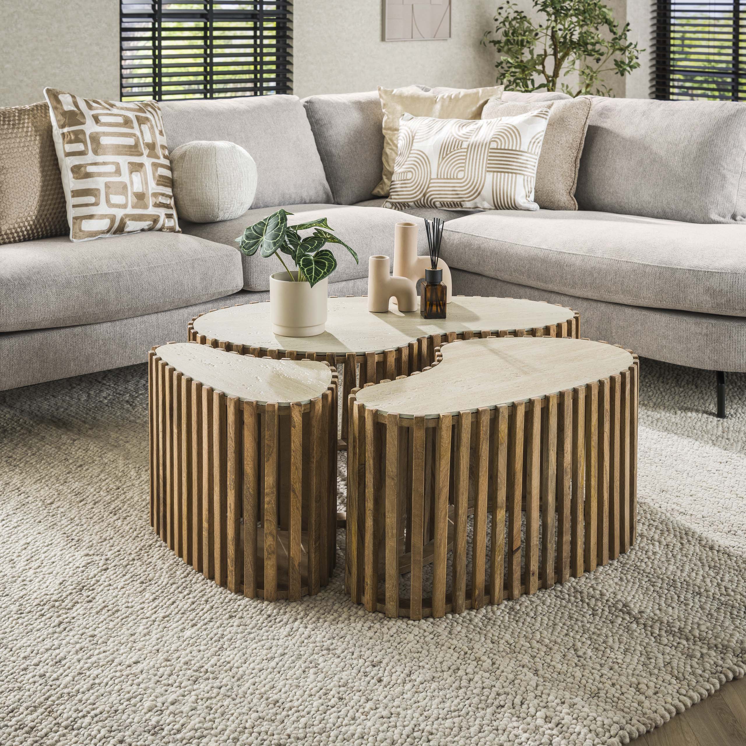 Soffbord Nuovo njurformat set om 3 - Solid mangosand