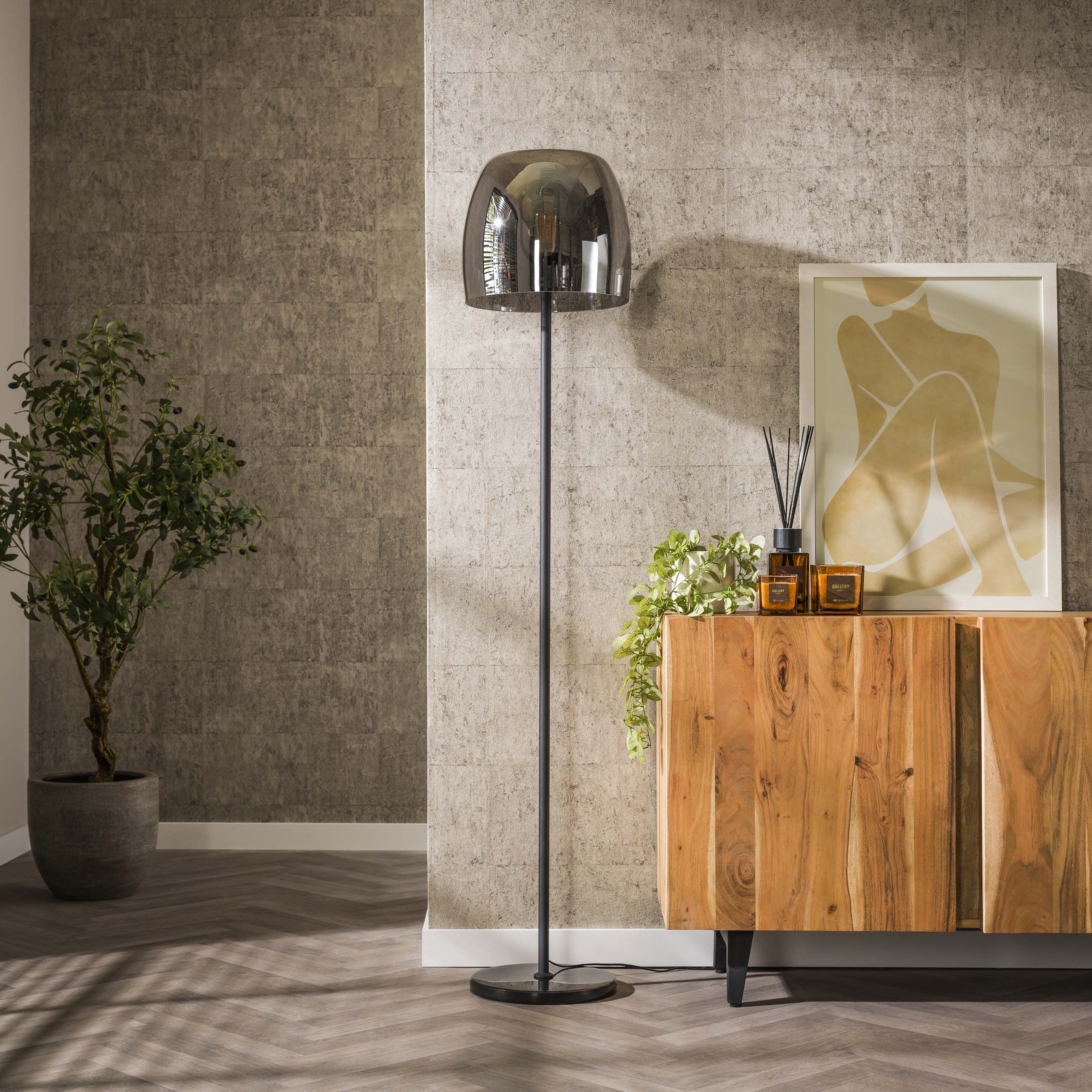 Golvlampa 1L driftglas / Rökgrå glas
