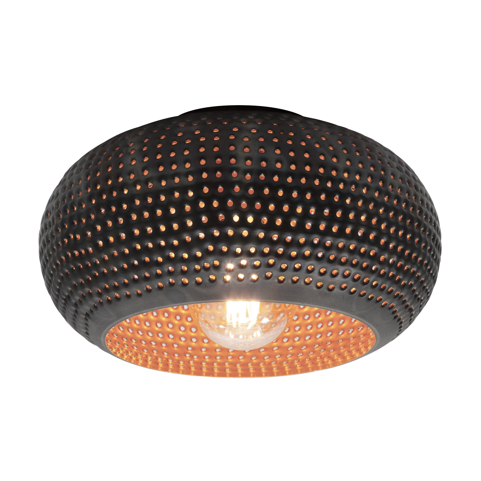 Taklampa Ø35 skivstans / Svartbrun