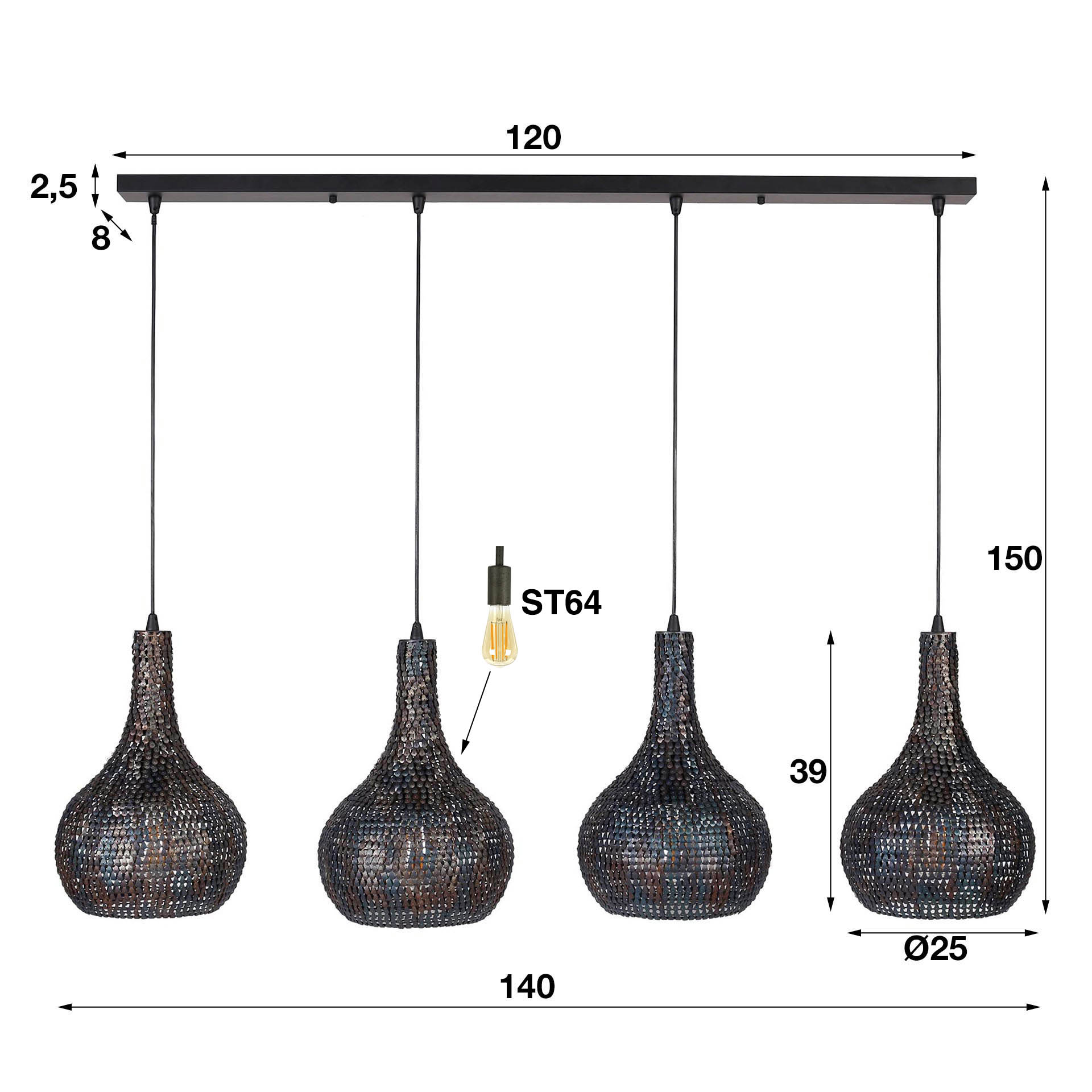 Hänglampa 4L Droplet Mesh