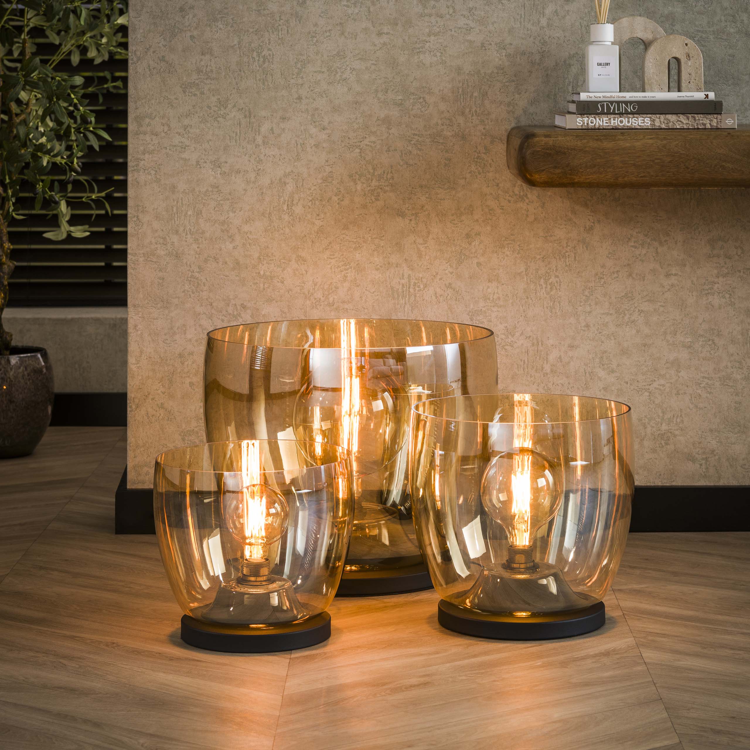 Golvlampa UP XXL 1-ljus - Bärnstensfärgad glas