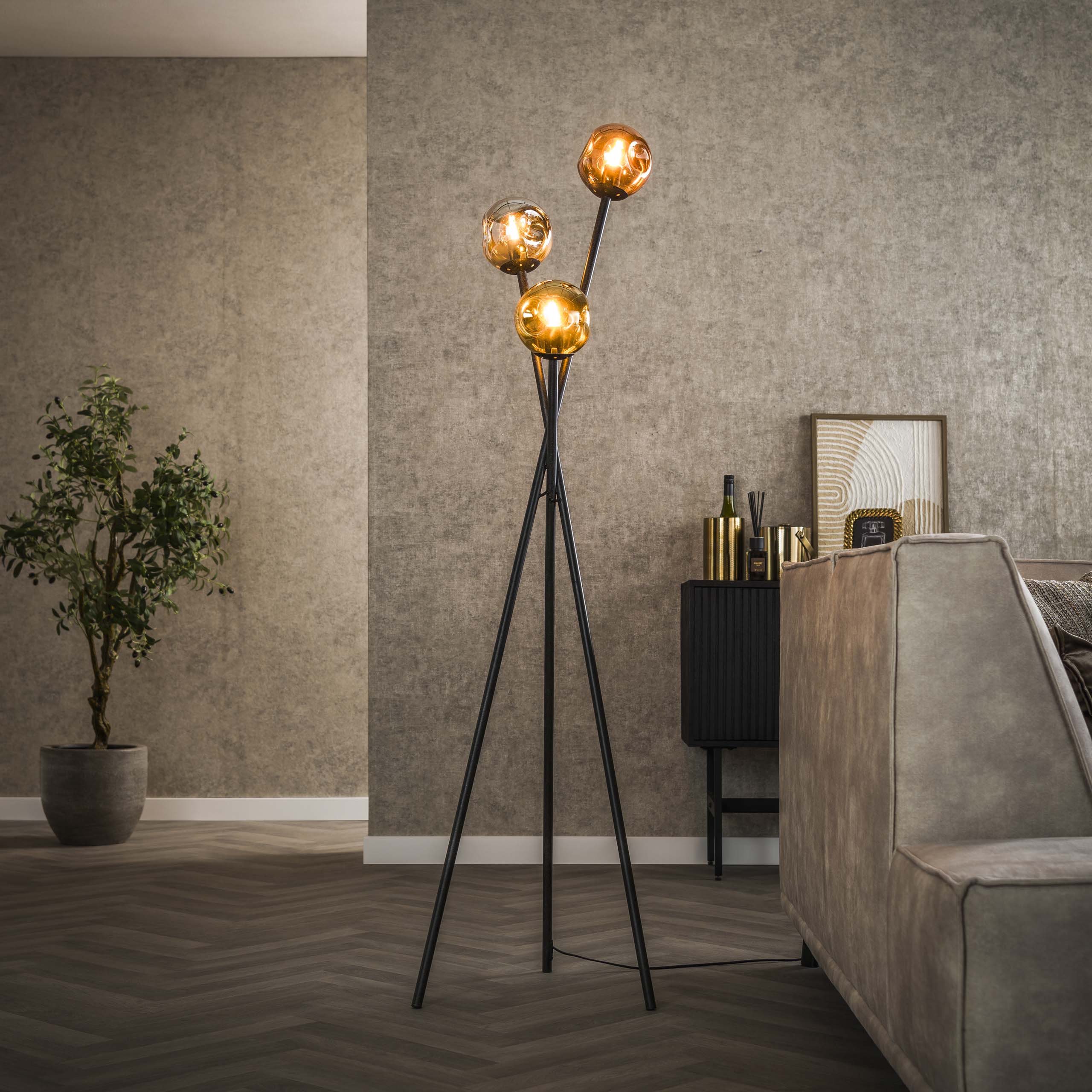 Golvlampa Molecule 3-ljus Artic svart