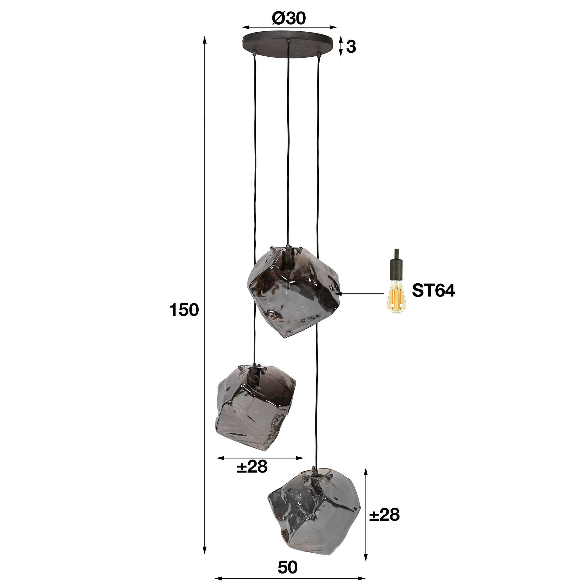Hänglampa 3L Meteortrappad