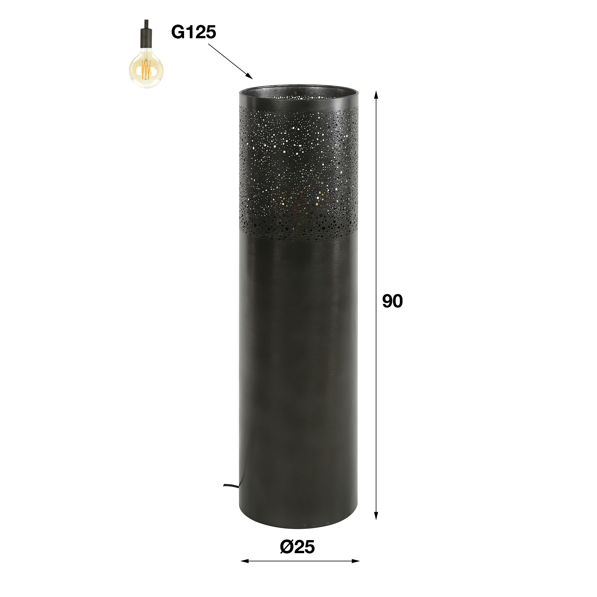 Golvlampa 1-ljus Cylinder Glow 90 cm - Svart nickel