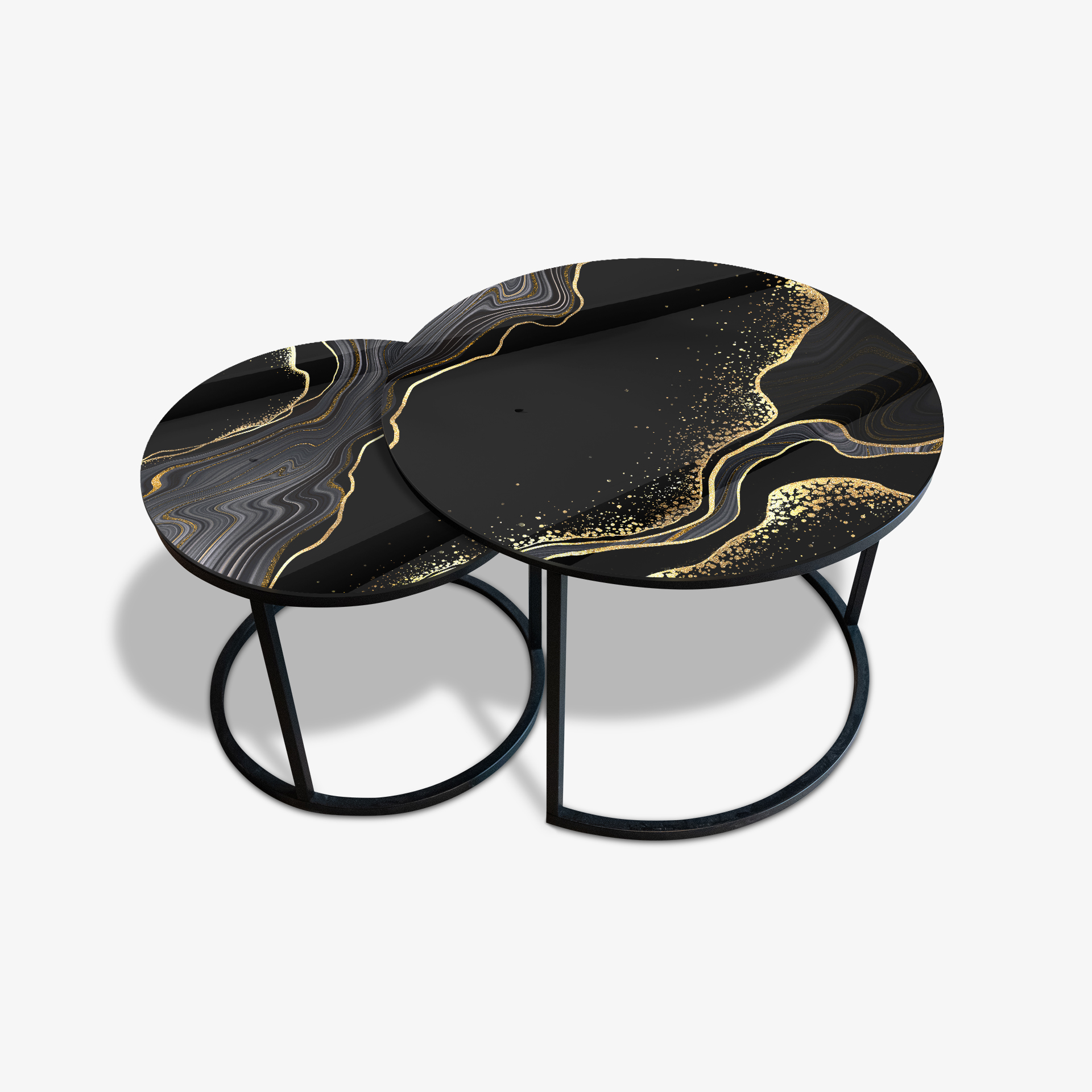 Soffbord Svart - Svart & Guld Sten