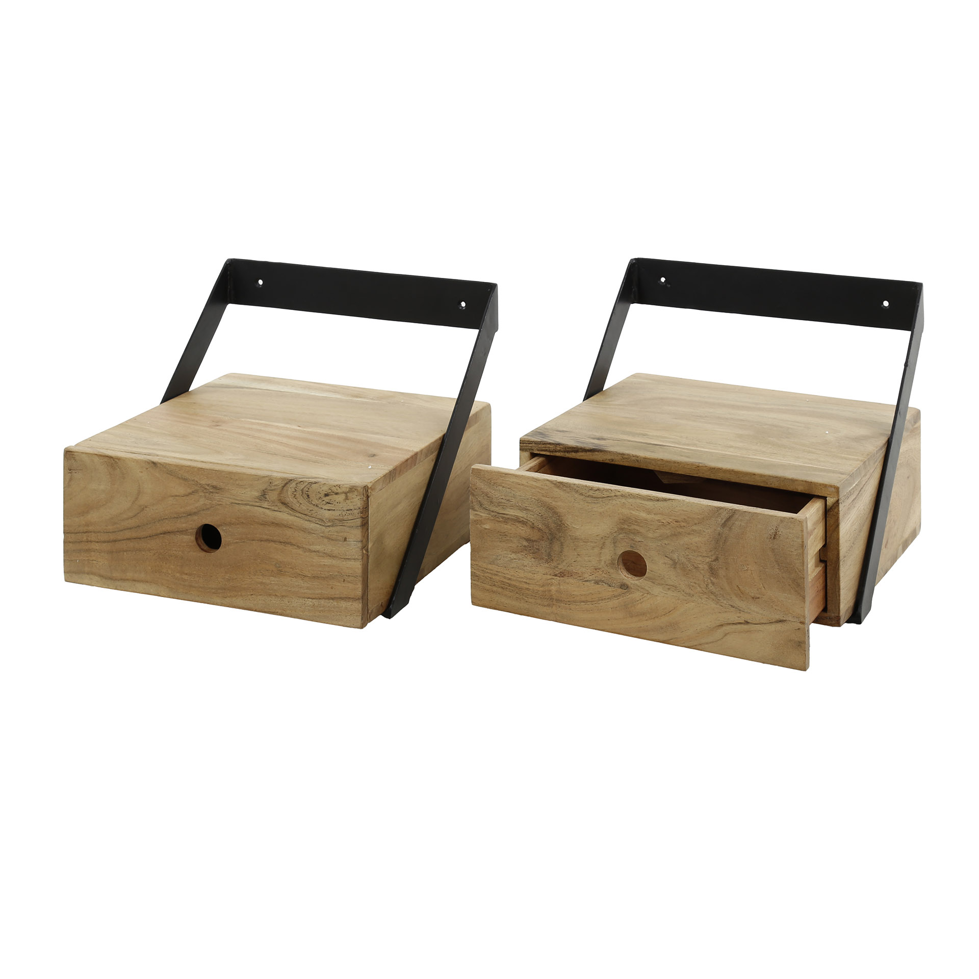 Sängbordsset/2 XS hänglist / Solid akacia natur