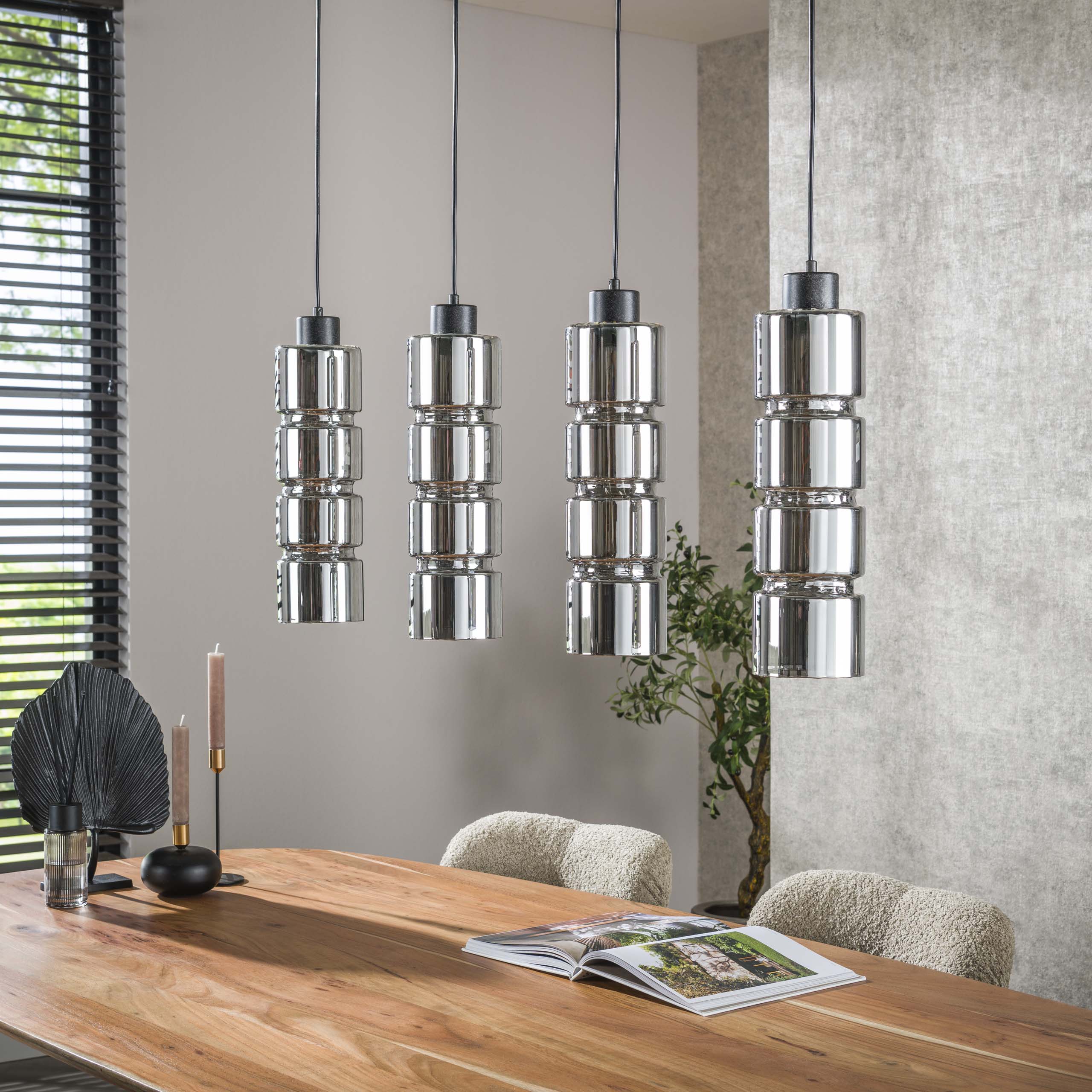 Hänglampa 4L cylinderglas / Artic svart