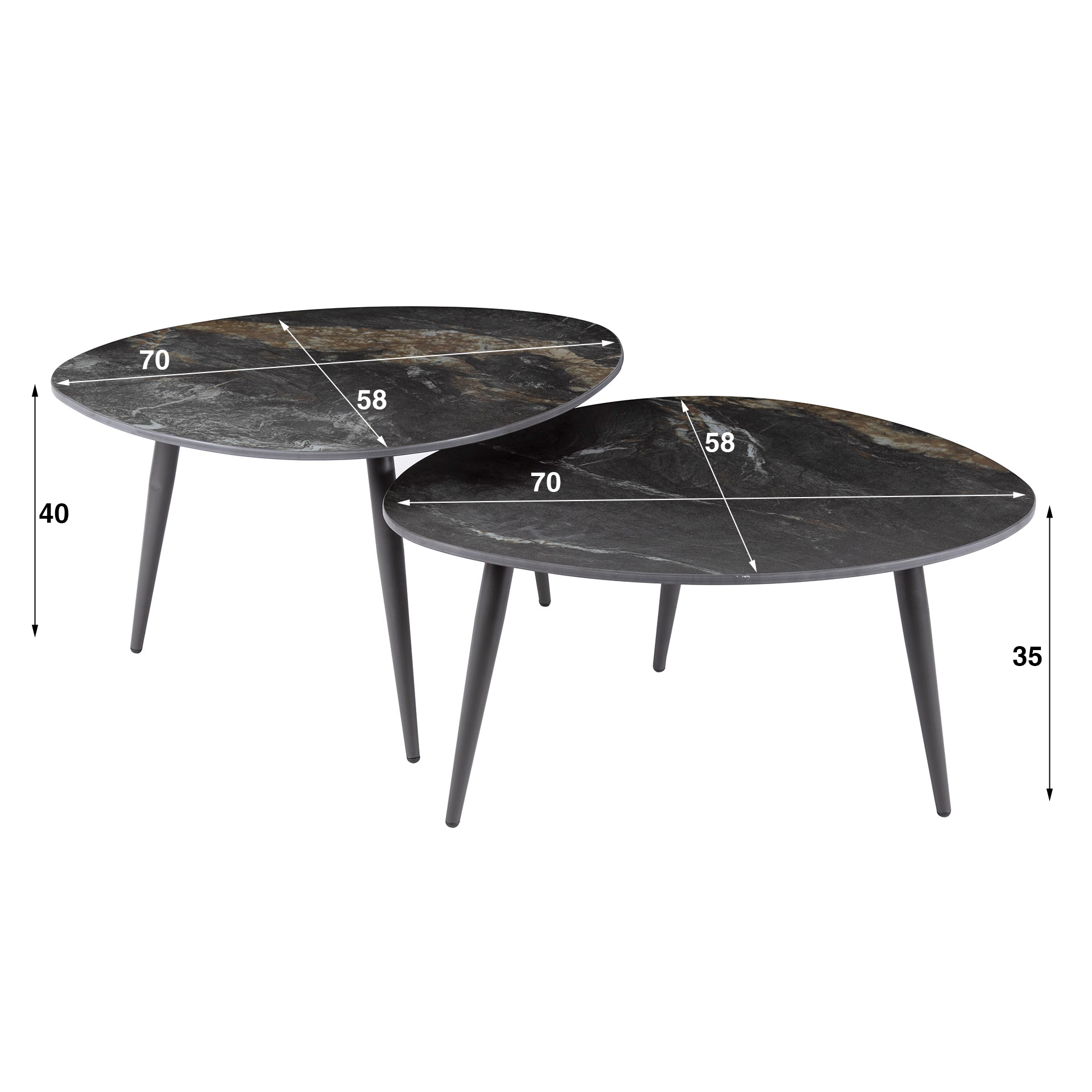 Soffbord Fossil ekologiskt - set om 2 - Keramik