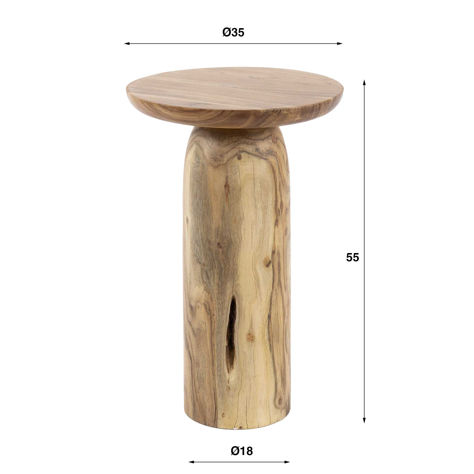 Sidobord River Solid 55 cm - Solid akacia