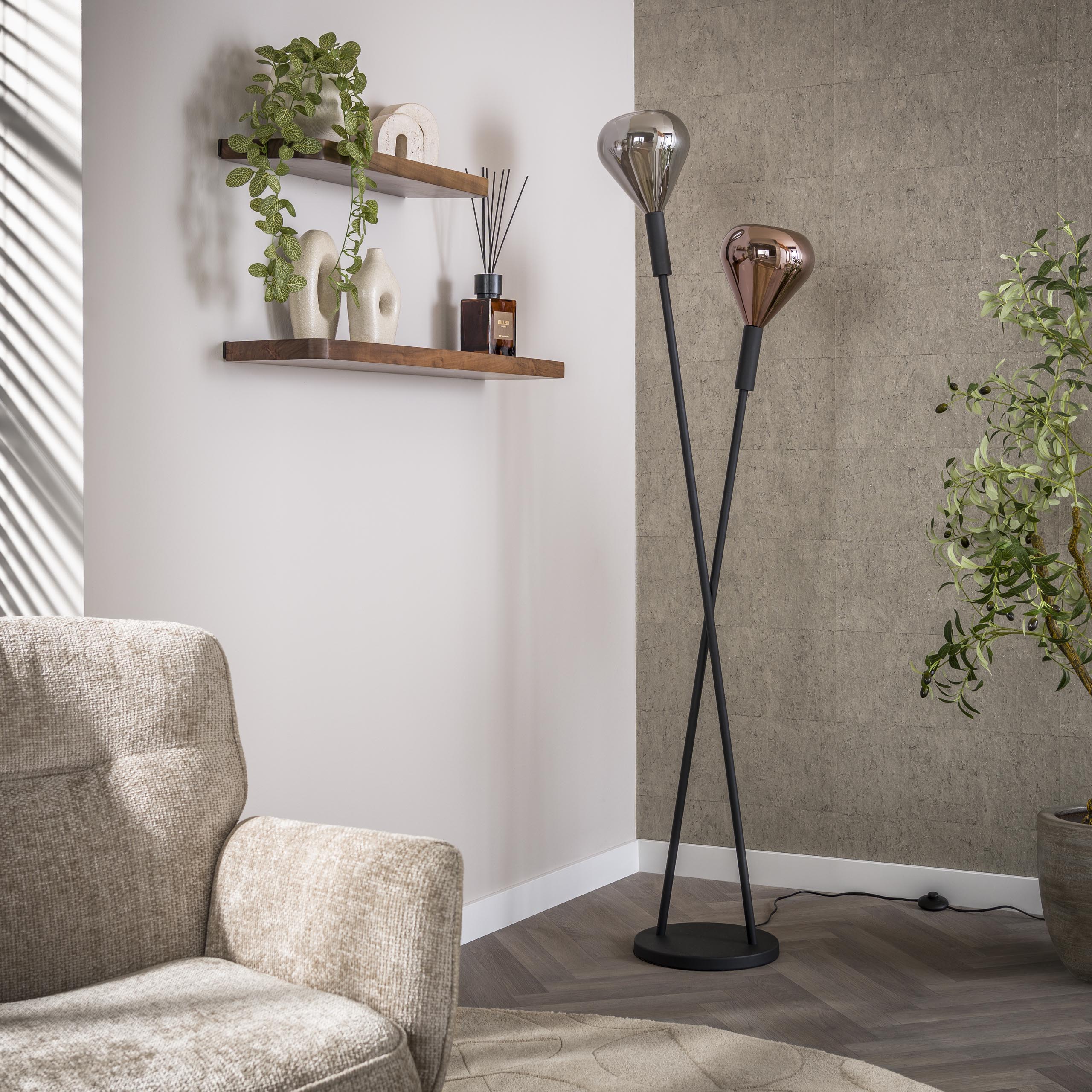 Golvlampa Wings 2-light - Svart