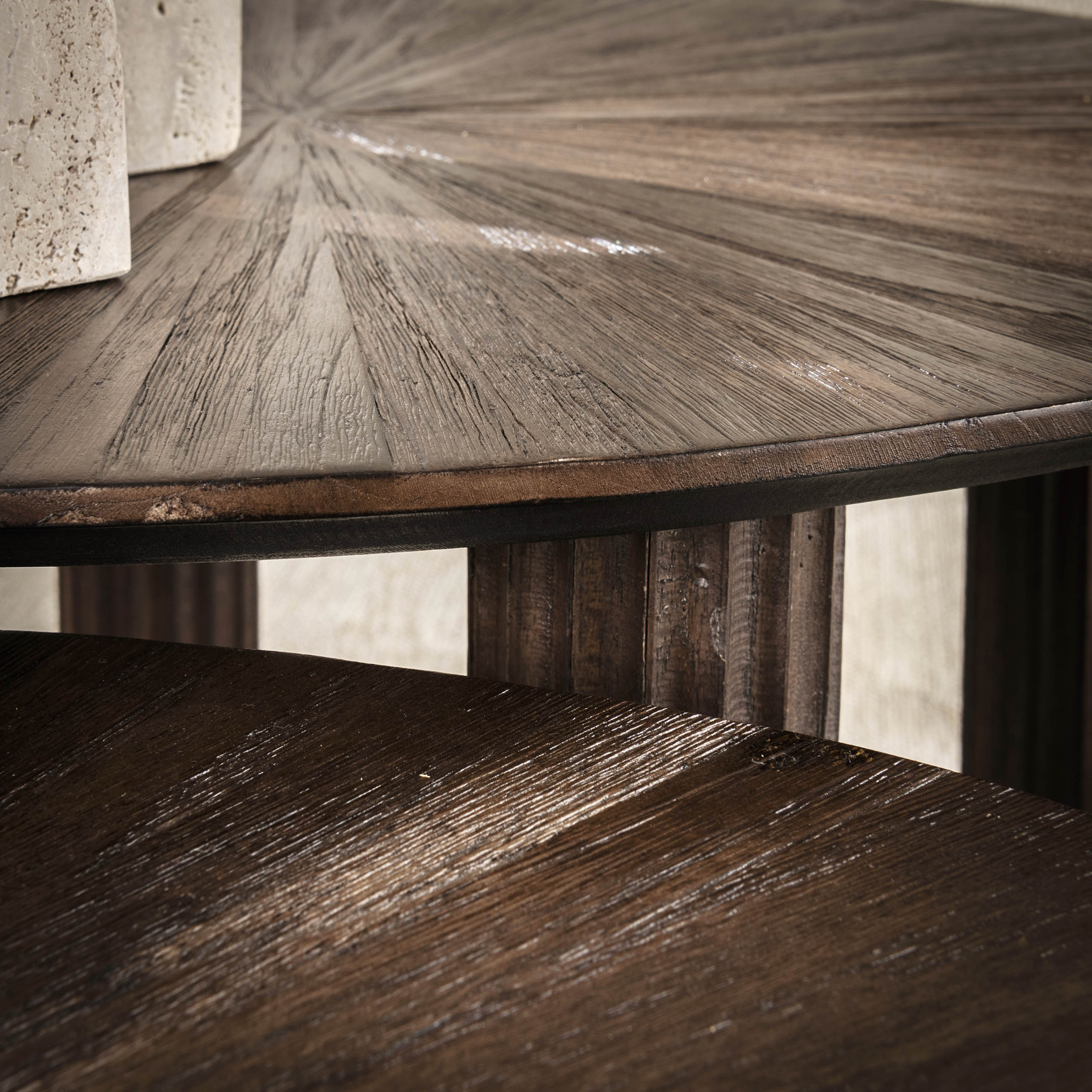 Maya trekantigt soffbord set om 2 - Teak espresso