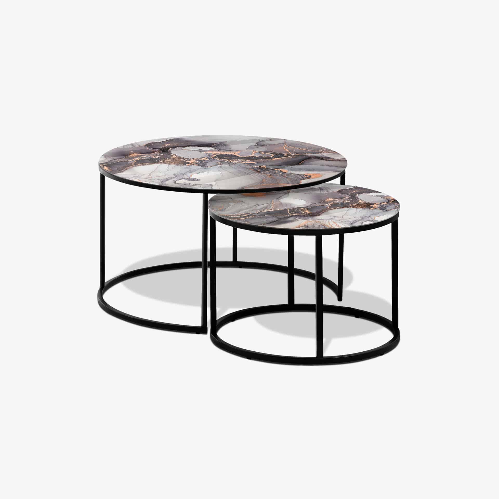 Soffbord Svart - Grå & Guld Abstrakt Marmor