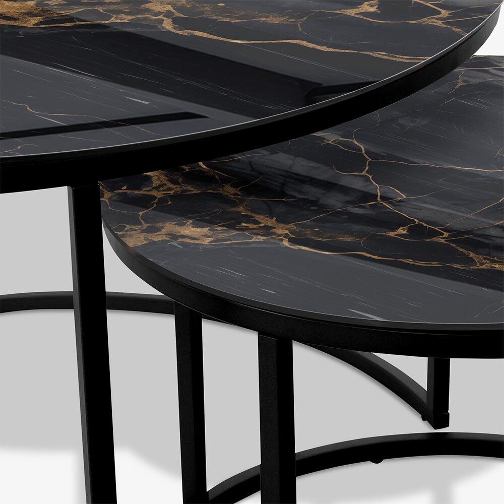 Soffbord Svart - Svart & Guld Marmor