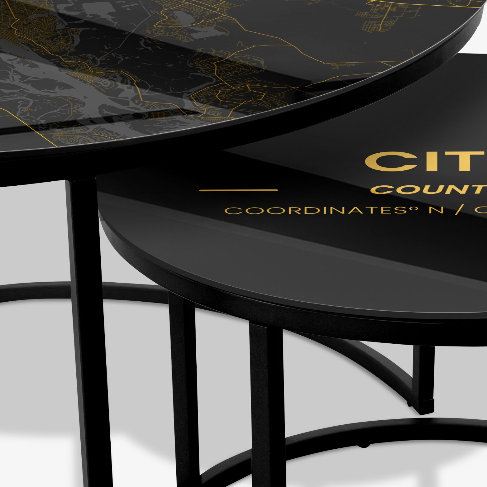 Soffbord Svart - Custom Golden City Map