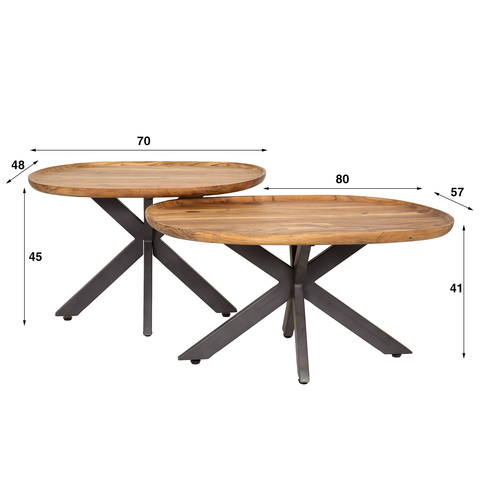 Soffbordsset/2 spindlar / Solid akacia naturell