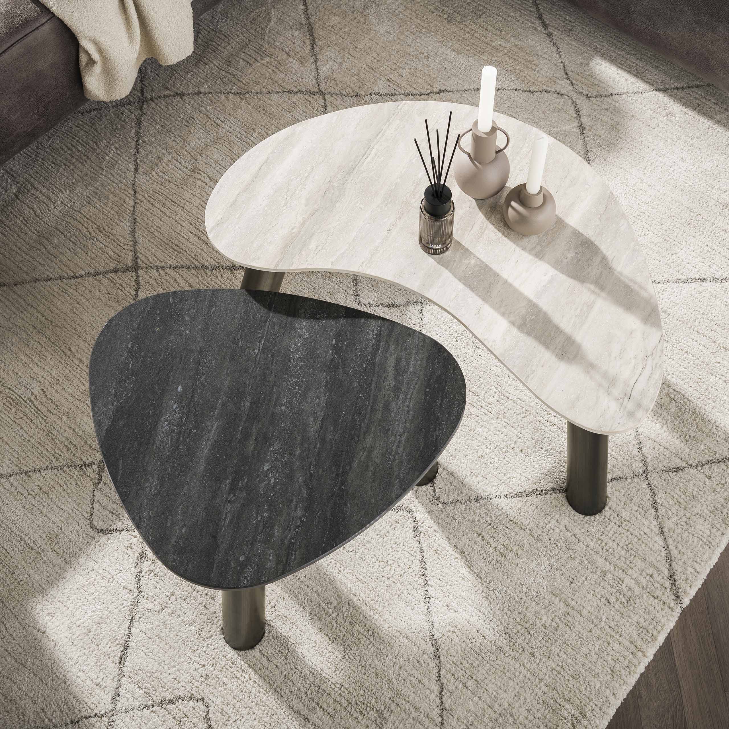 Soffbord Twin ekologisk - Set 2 - Travertin svart/grå