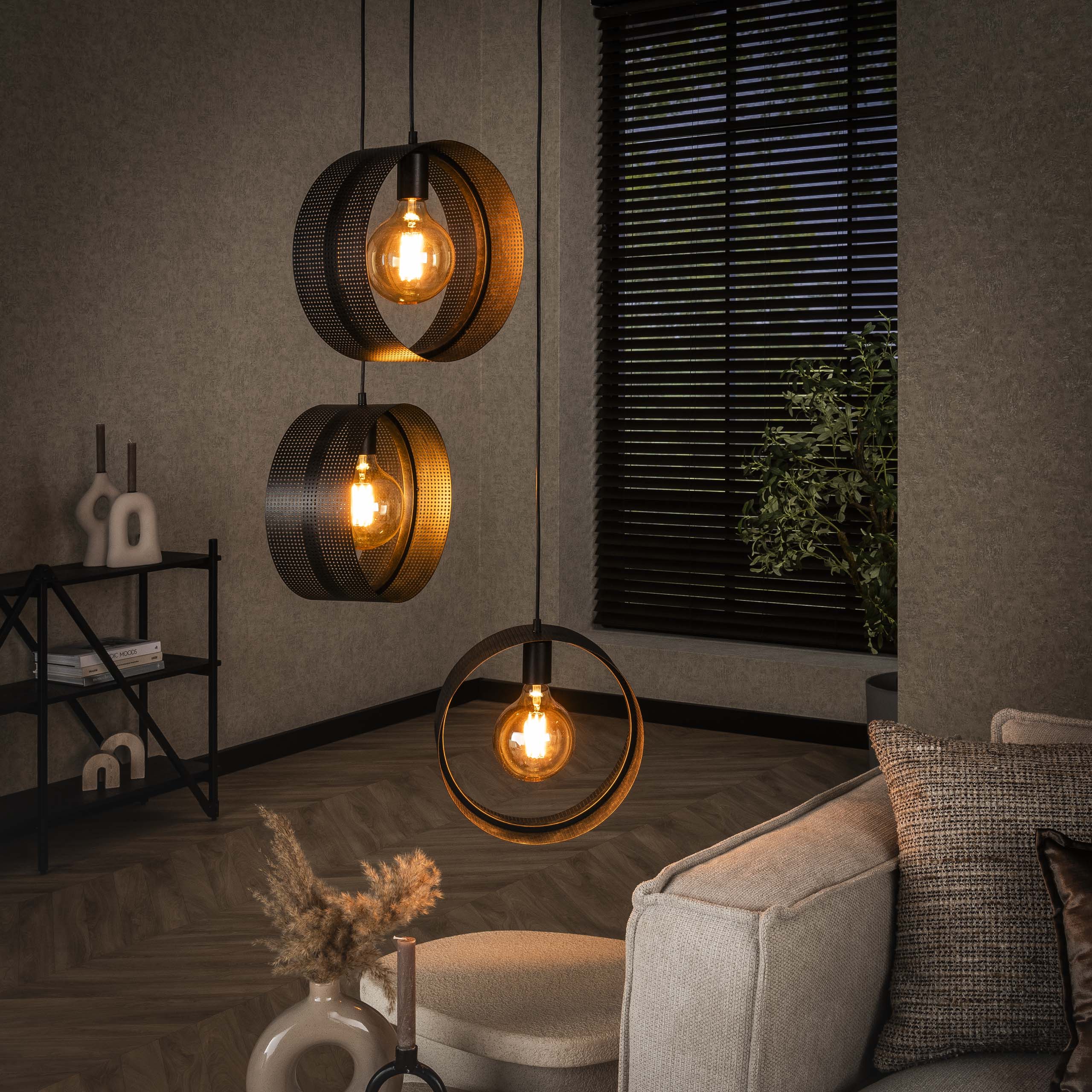 Hänglampa Ringnät steg 3-ljus - Charcoal