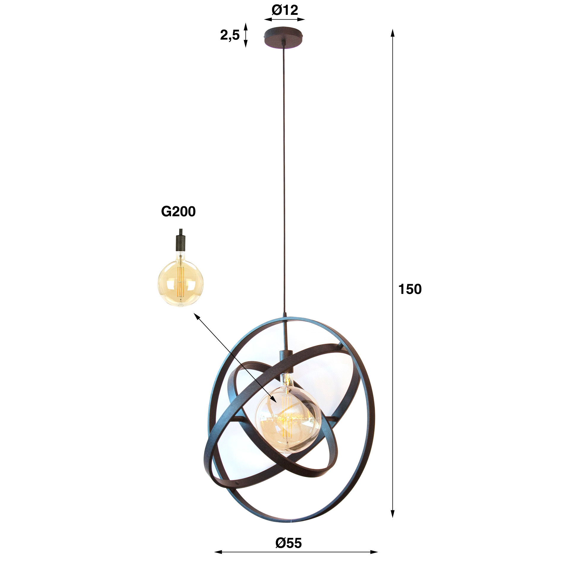 Hänglampa 1L Galaxy / Artic svart